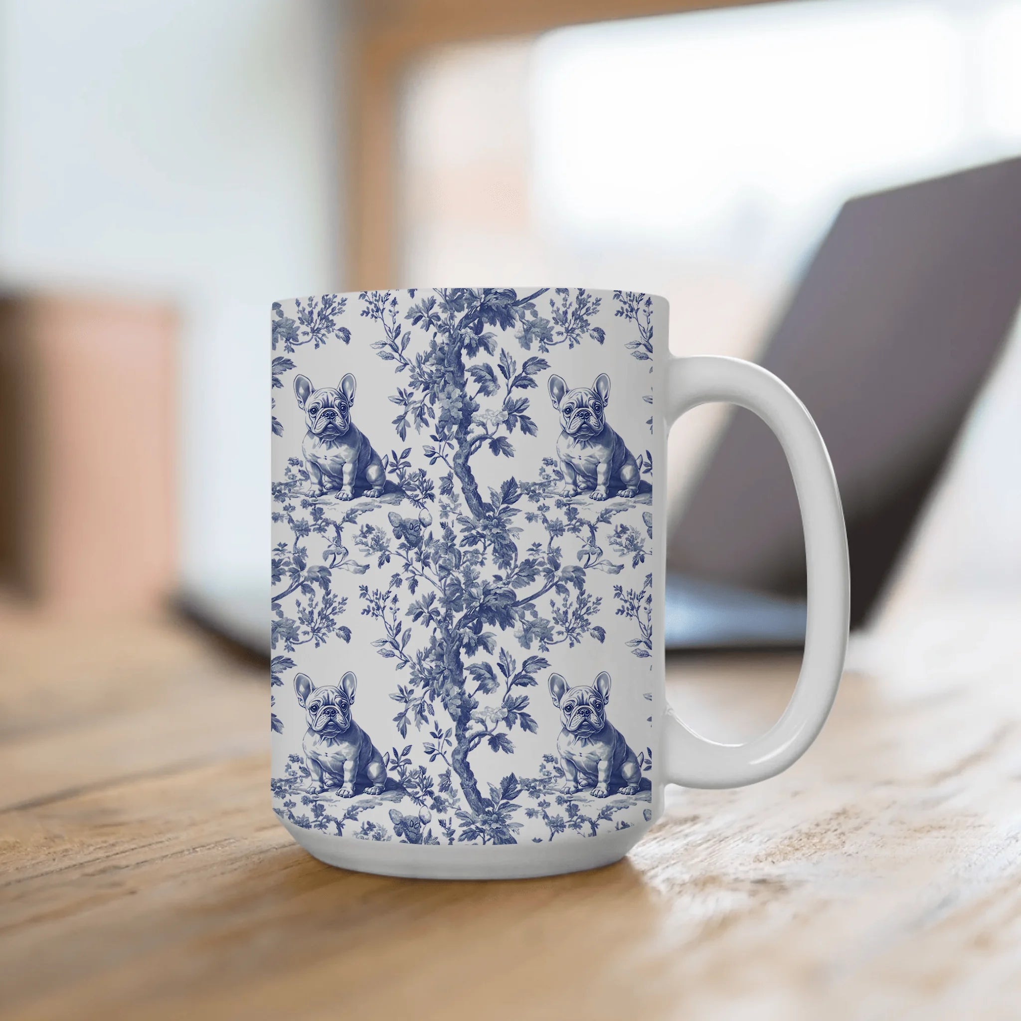 French Bulldog French Toile De Jouy Mug, French Bulldog Mug, Frenchie mom, French Bulldog, French Bulldog Lover gift, Frenchie Coffee Mug