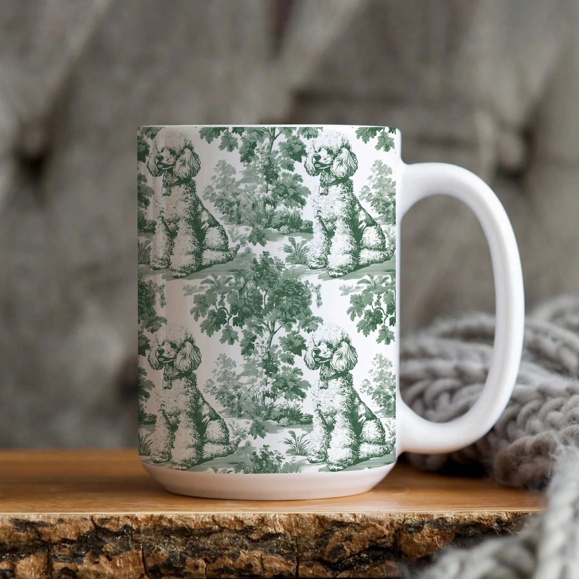 Poodle French Pastel Toile de Jouy Mug, Dog Coffee Mugs, Poodle Coffee Mug 15 oz 11 oz, Poodle Mom Gifts, Poodle Mugs, Poodle Lover Gift