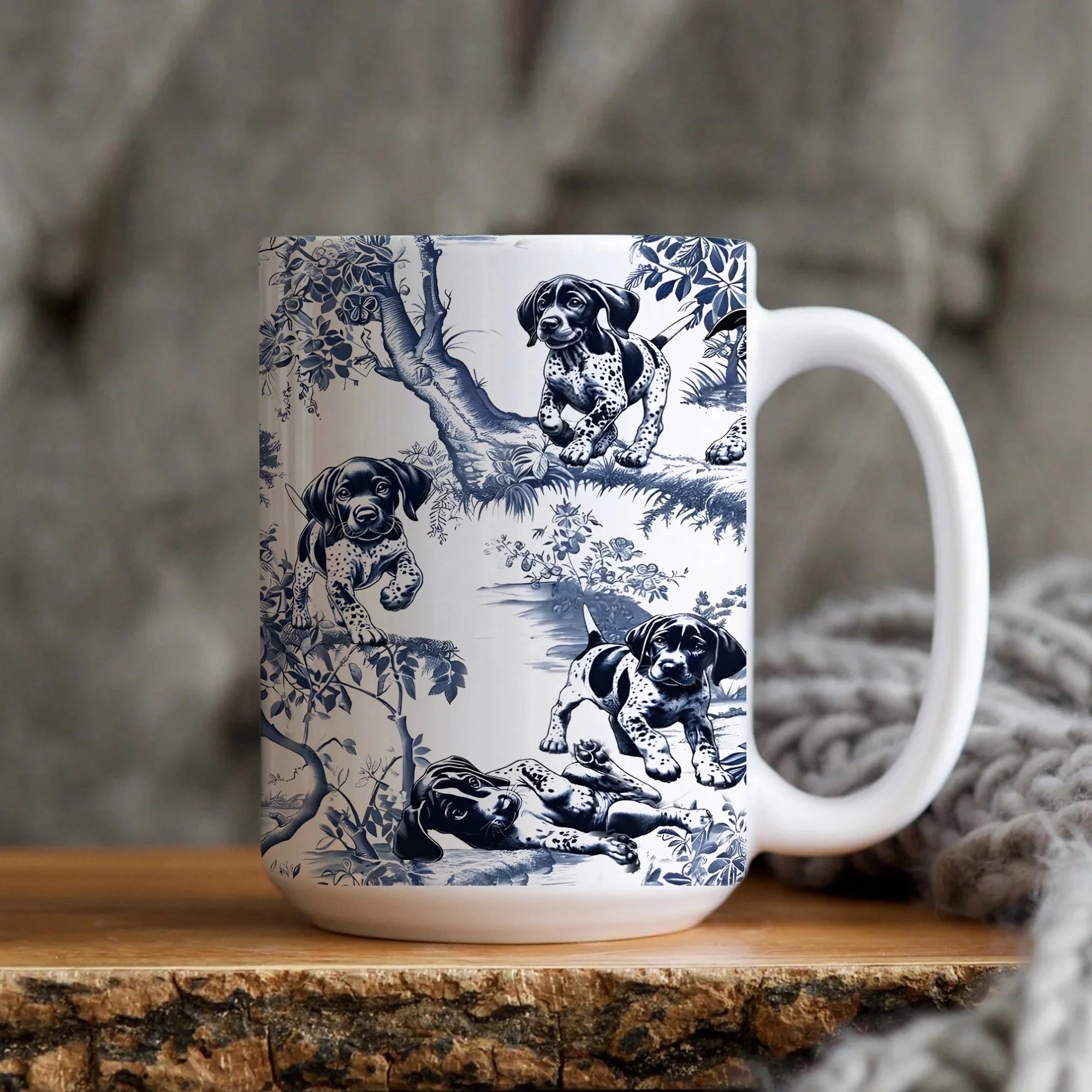 German Shorthaired Pointer Mug, Pointer Lover Gift GSP Mom Mug Toile Floral Dog Lover Coffee Cup Funny Dog Gift Bird Dog Mug Hunter Dad Gift