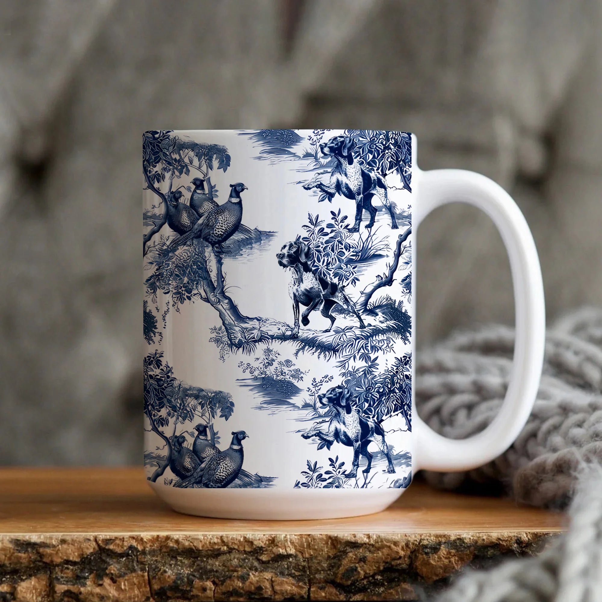 German Shorthaired Pointer Mug, Pointer Toile Lover Gift Mug GSP Mom Mug Toile Floral Dog Lover Coffee Cup Funny Dog Gift Bird Dog Mug Hunter Dad Gift