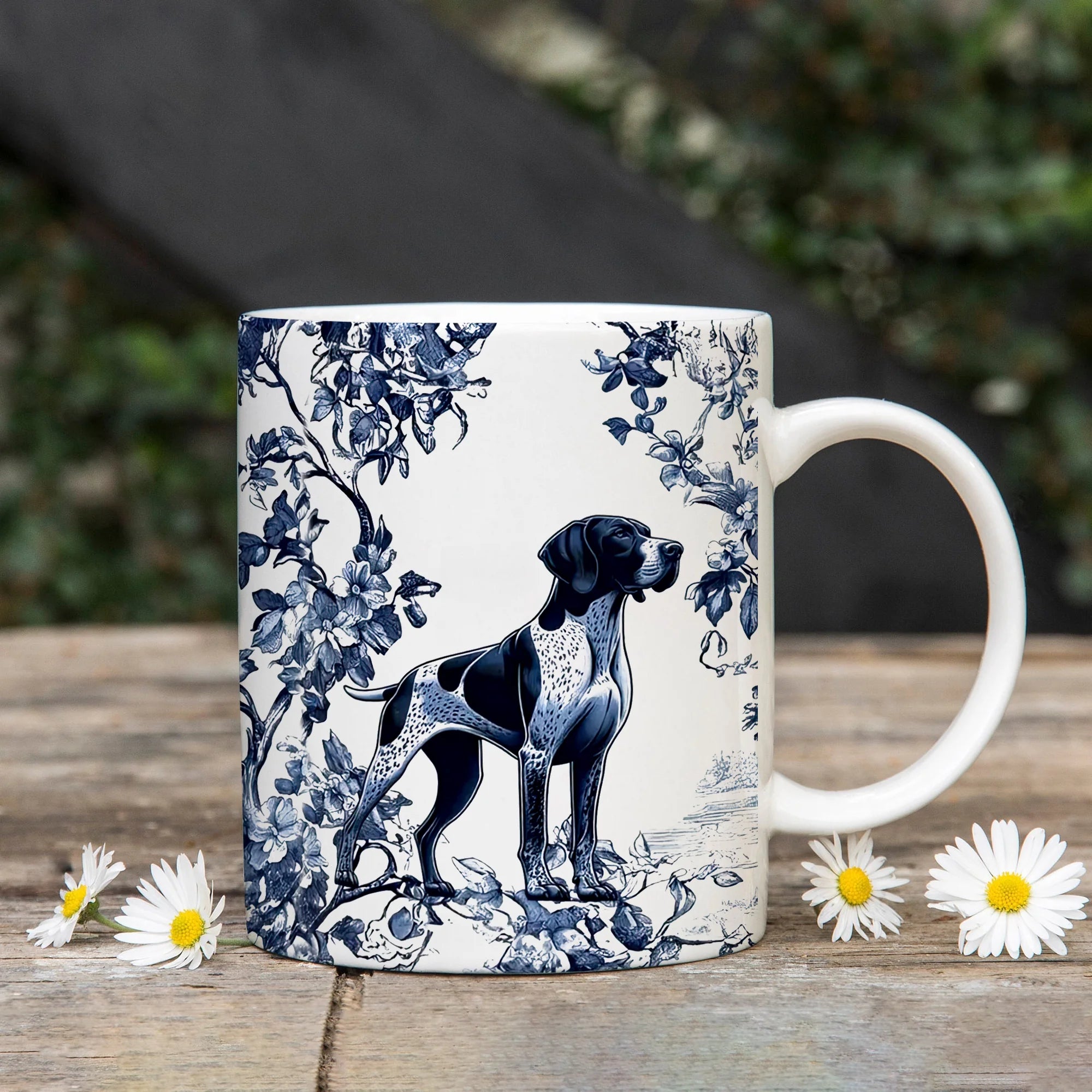 German Shorthaired Pointer Mug Pointer Lover Mug GSP Mug Toile Floral Dog Lover Coffee Cup Funny Dog Gift Bird Dog Mug Hunter Dad Gift