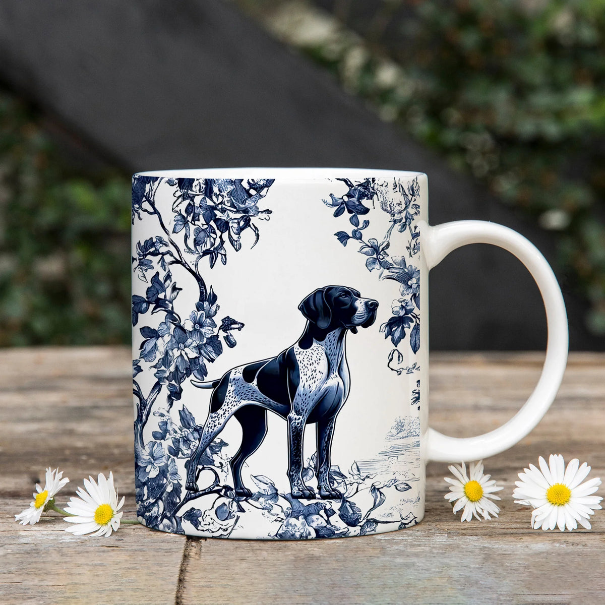 German Shorthaired Pointer Mug Pointer Lover Mug GSP Mug Toile Floral Dog Lover Coffee Cup Funny Dog Gift Bird Dog Mug Hunter Dad Gift