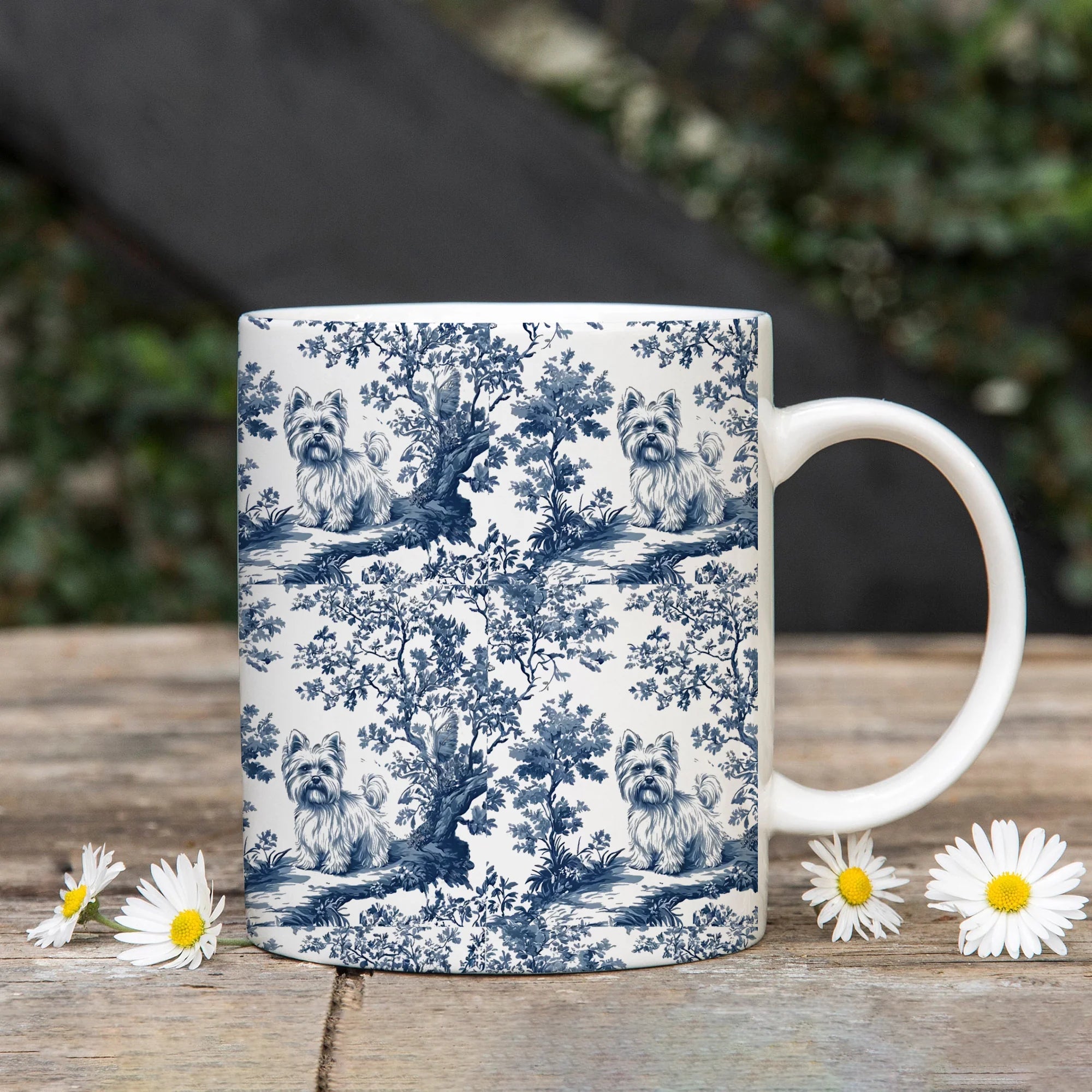 Yorkie French toile de jouy Mug, Yorkie Mug, Yorkie Gifts, Yorkshire terrier, Yorkie mom, Yorkie lover, Dog mom Mug, Yorkie Owner Gift