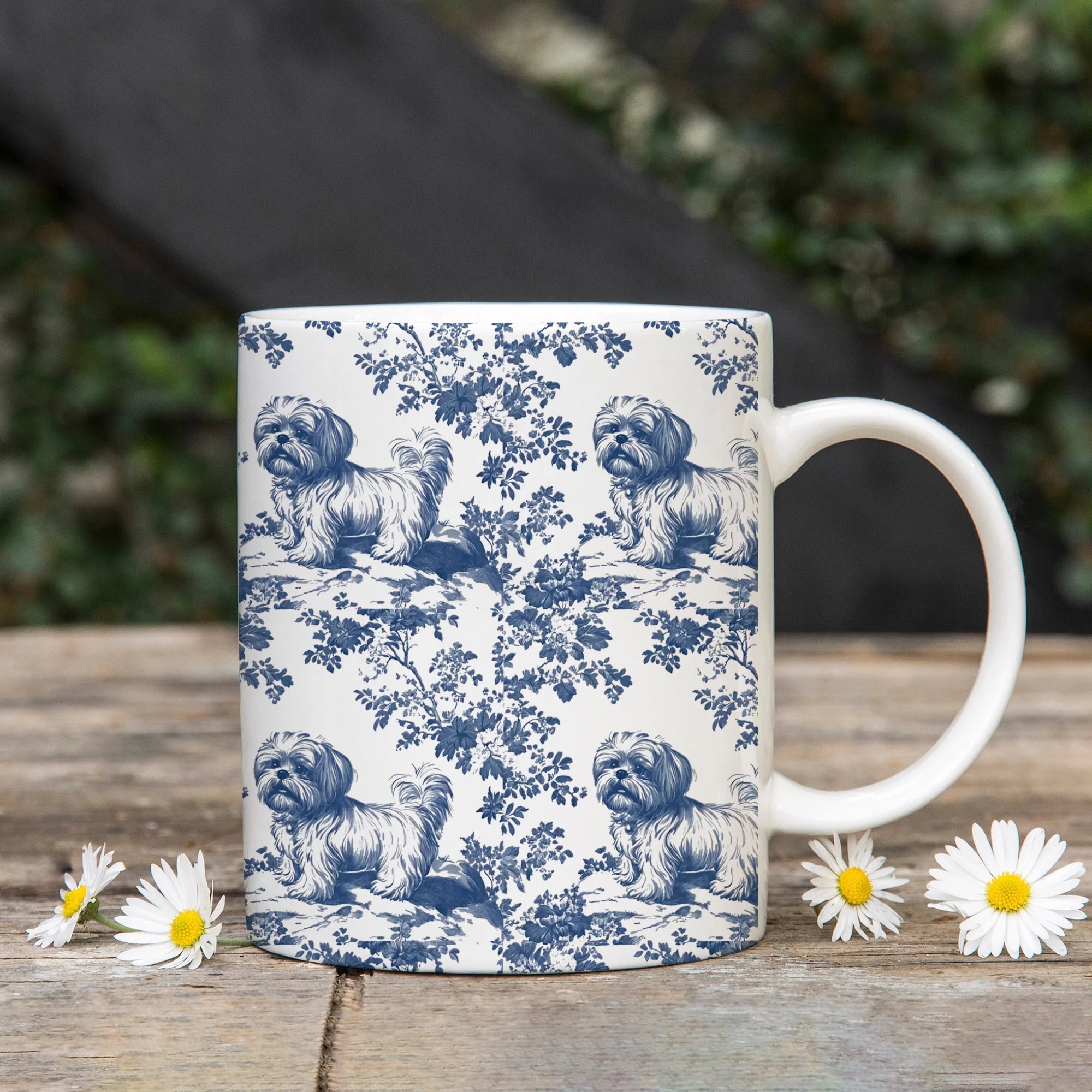 Shih tzu French Toile De Jouy Mug, Shih tzu Mug, Shih tzu gift, Shih tzu, Shih tzu mom, Shih tzu Lover Gift, Dog mom, Shih tzu Coffee Cup