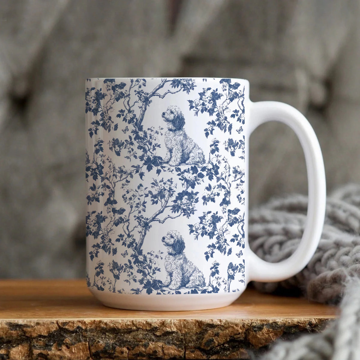 Goldendoodle French Blue Toile de Jouy Mug, Goldendoodle Mugs, Doodle Gift, Golden doodle gift, Goldendoodle, Doodle mama Gift, Doodle Mom