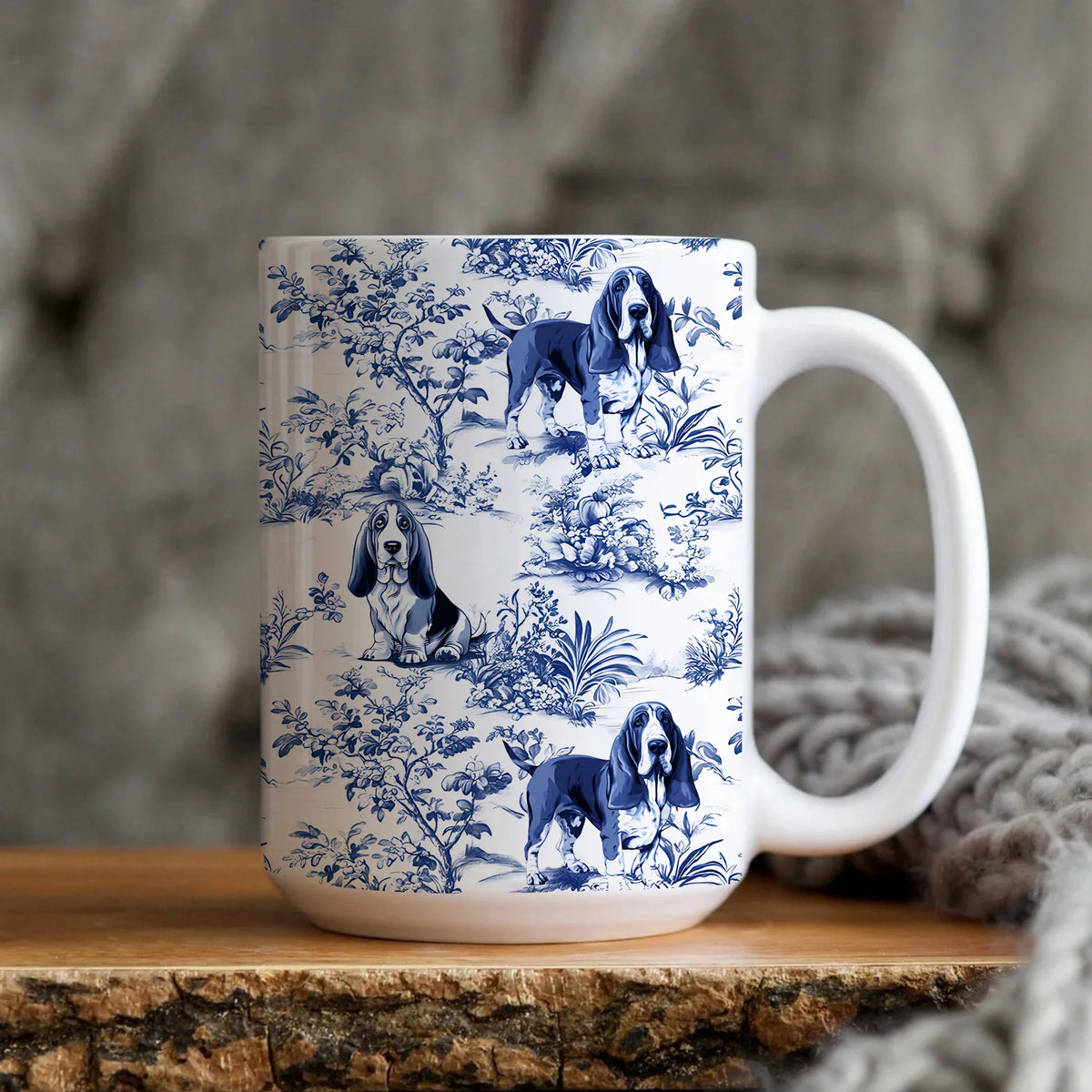 Springer Spaniel French Toile de Jouy Mug, Elegant Blue Toile Coffee Mug for Springer Mom, Springer Spaniel Gifts, Dog Lover Tea Drinkware