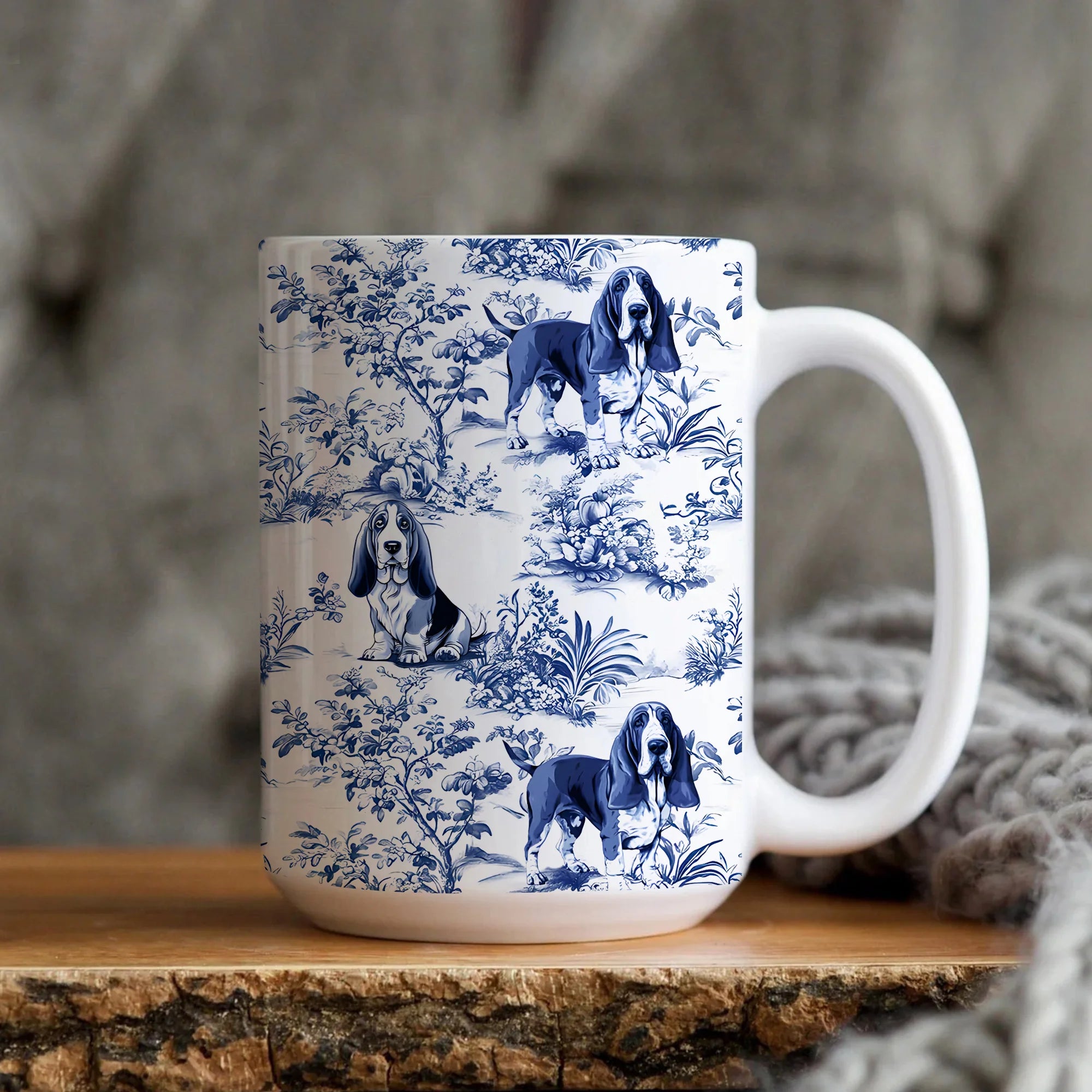 Springer Spaniel French Toile de Jouy Mug, Elegant Blue Toile Coffee Mug for Springer Mom, Springer Spaniel Gifts, Dog Lover Tea Drinkware