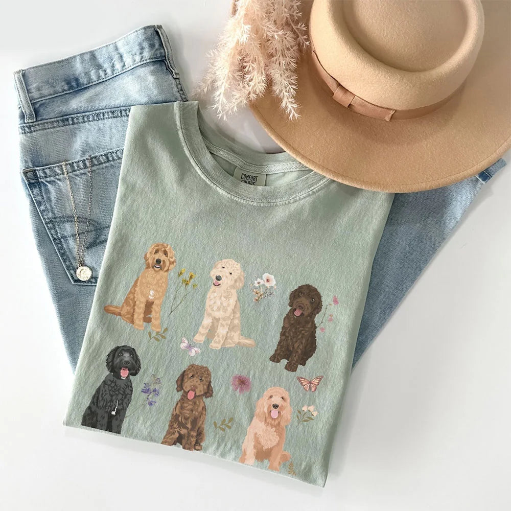 Golden doodle cottagecore t-shirt, Golden Doodle, Golden doodle mom, Golden doodle gifts, goldendoodle, Golden doodle tshirt,cottagecore