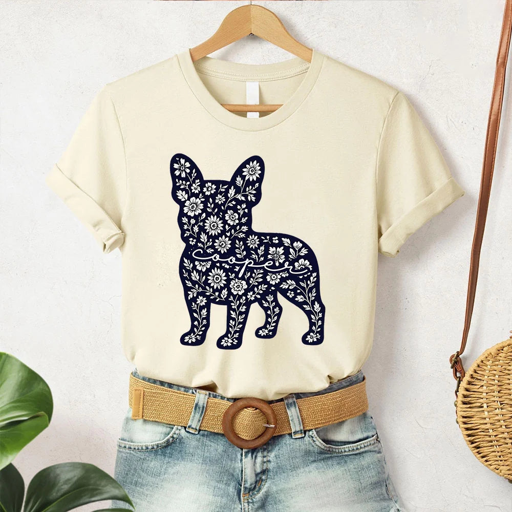 French Bulldog Mom Custom Shirt Vintage Frenchie Dog T-shirt Funny Dog Tee Chinoiserie Dog Mama Shirt Personalized Dog Name Gift Dog Lovers