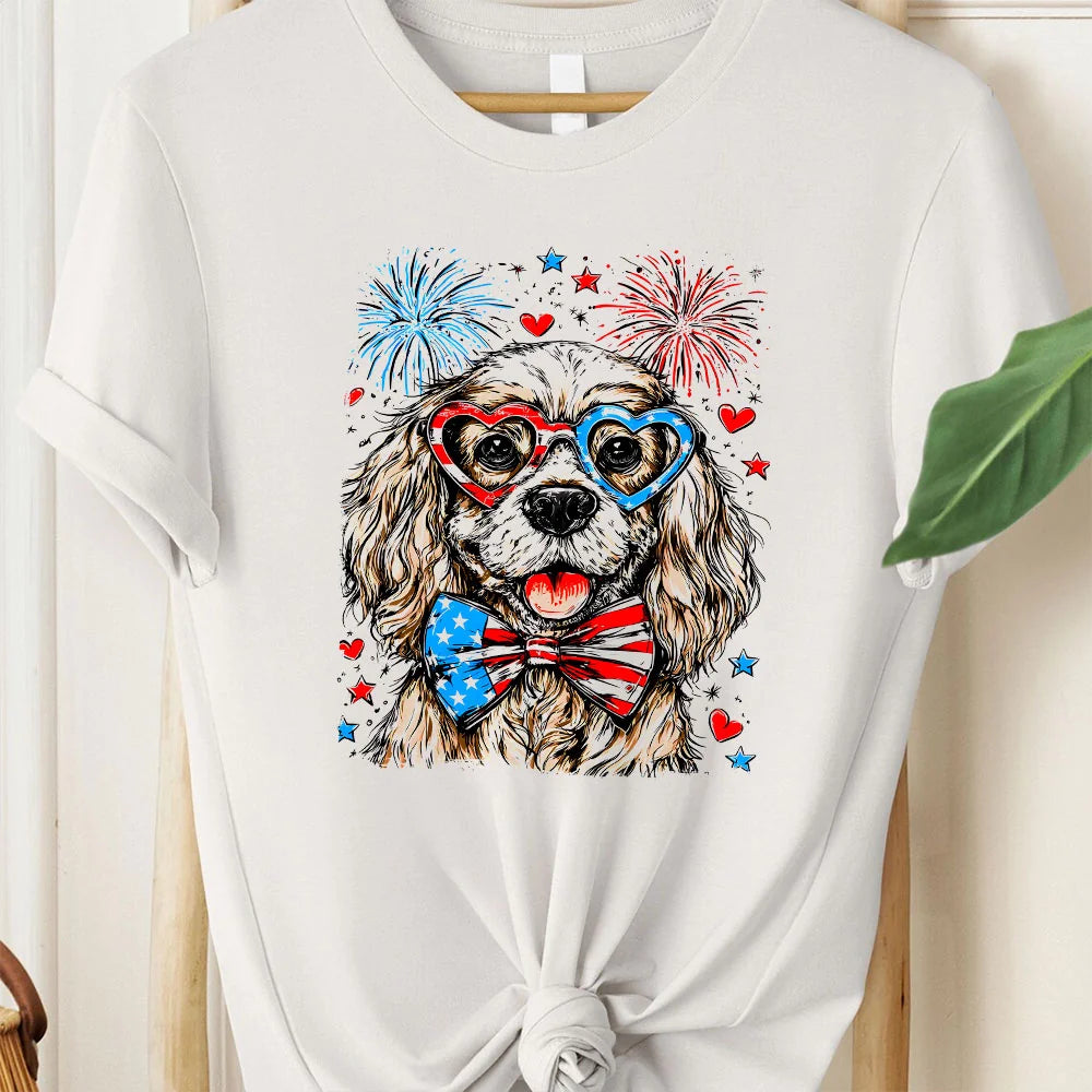Cocker Spaniel Patriotic Dog, USA, America, Pet Lover, 4th of July, Soft Style T-Shirt