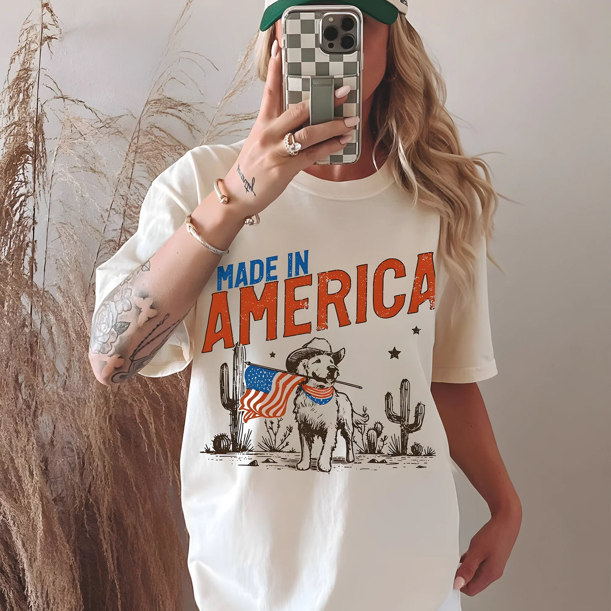 Patriotic Cowboy Dog T-Shirt UNISEX 4th of July Tee Made in America American Pride Pooch Independence Day Trendy July 4 Tee