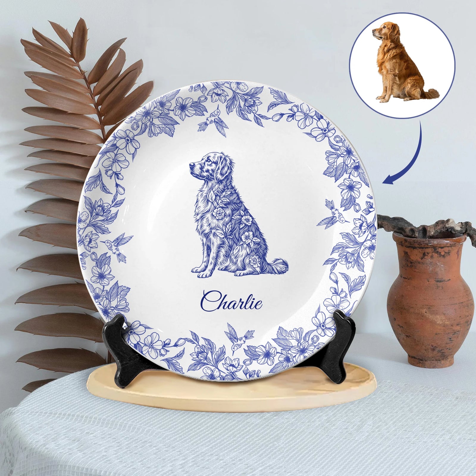 Personalized Dog  Breeds Chinoiserie Toile De Jouy - Personalized plate