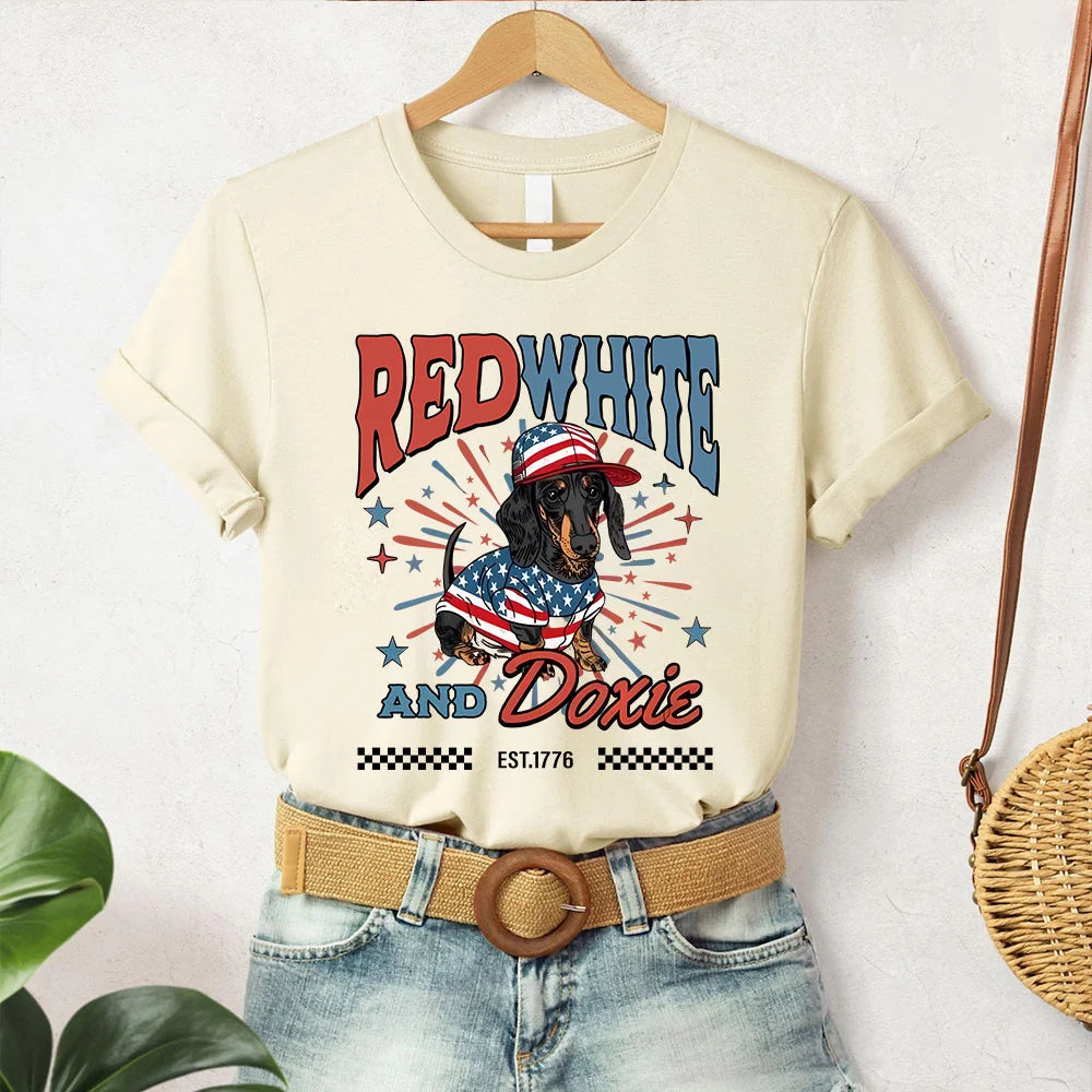 4th July Dachshunds Comfort Colors Shirt, 4th July Dog T-Shirt, USA Flag Shirt, Independence Day Shirt, Dachshund Mom Shirt, Patriotic PRIS16
