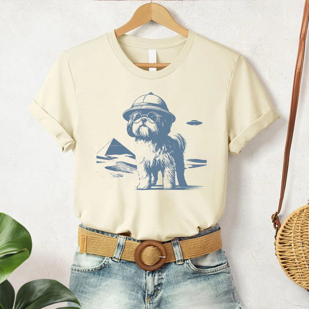 Shih Tzu, Vintage Dog Shirt, Funny Dog TShirt, UFO, Dog Mom Shirt, Pyramids Dog T-Shirt, Shih Tzu Egypt, Shih Tzu Mom, Shih Tzu Gifts