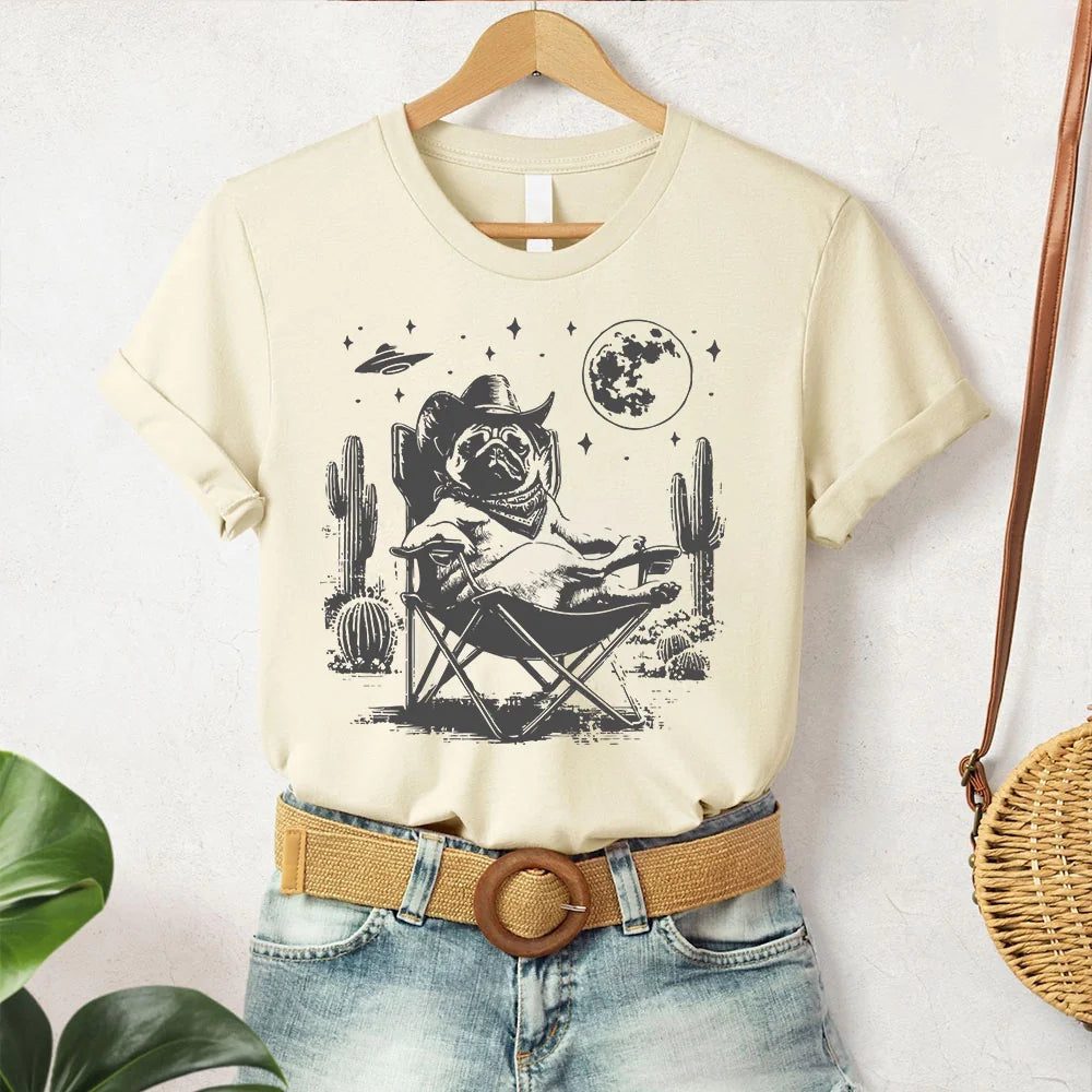 Pug Shirt, Pugful Vintage Shirt UFO Western Shirt, Retro T-Shirt, Cowboy TShirt, Wild West, Dogful DogMom, Dogfulness Shirting