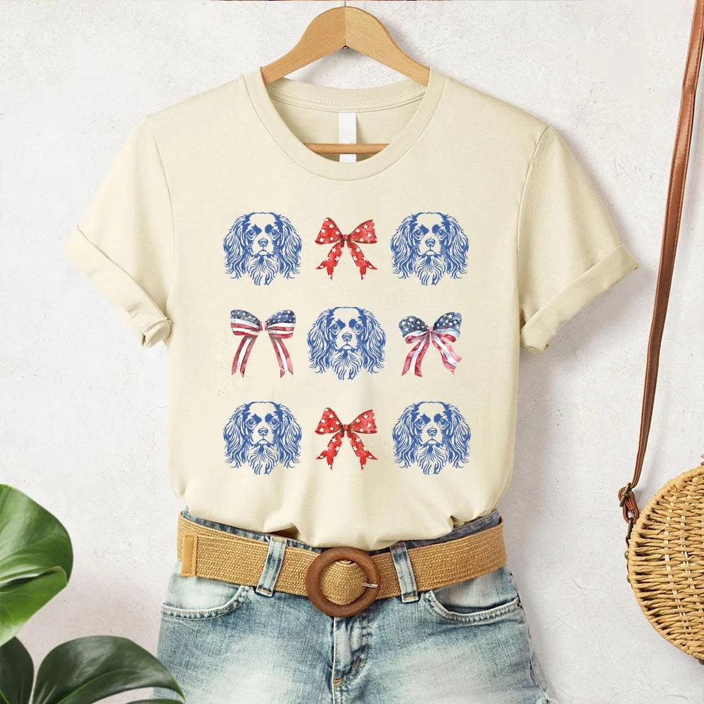 Cavalier King Charles Spaniel Dog Mom 4th of July Shirt, Spaniel Dog Owner TShirt, Dog Lover Patriotic Tee, Dog Mama T-Shirt