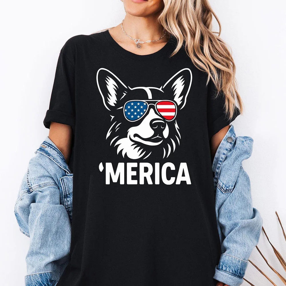 Corgi USA Patriotic Shirt, 4th Of July Corgi Dog T-Shirt, American Corgi Shirt, Corgi Dog Lover Shirt, Merica Corgi Dog Shirt