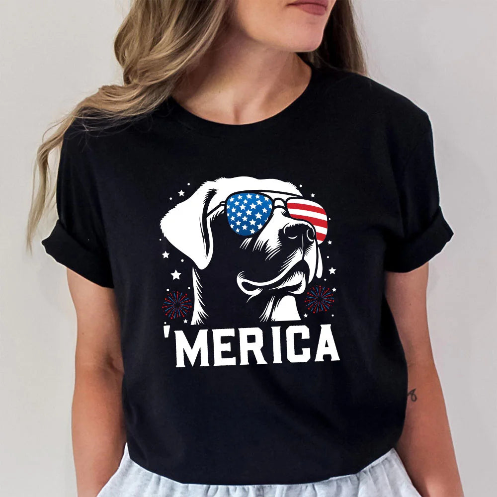 Labrador Retriever 'Merica Shirt | 4th of July Dog T-Shirt | Patriotic Labrador Tee | American Flag Dog Shirt | USA Dog Lover Gift | Dog Shirt