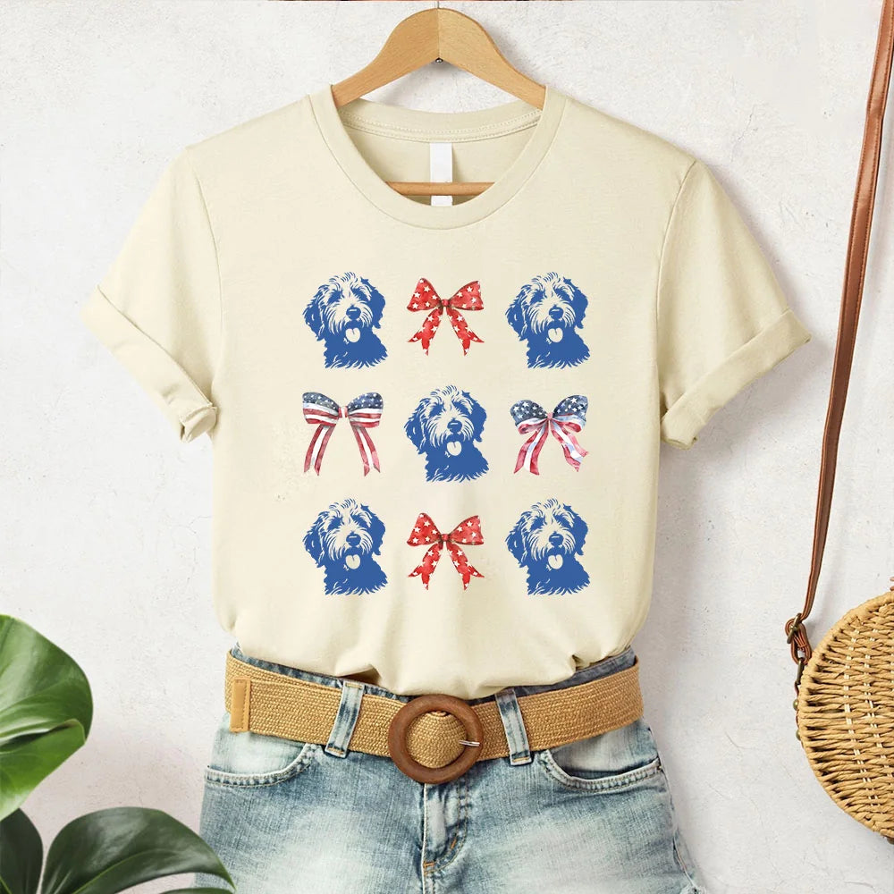 Goldendoodle Dog Mom 4th of July Shirt, Doodle Dog Owner TShirt, Dog Lover Patriotic Tee Shirt, Labraoodle Dog Mama T-Shirt