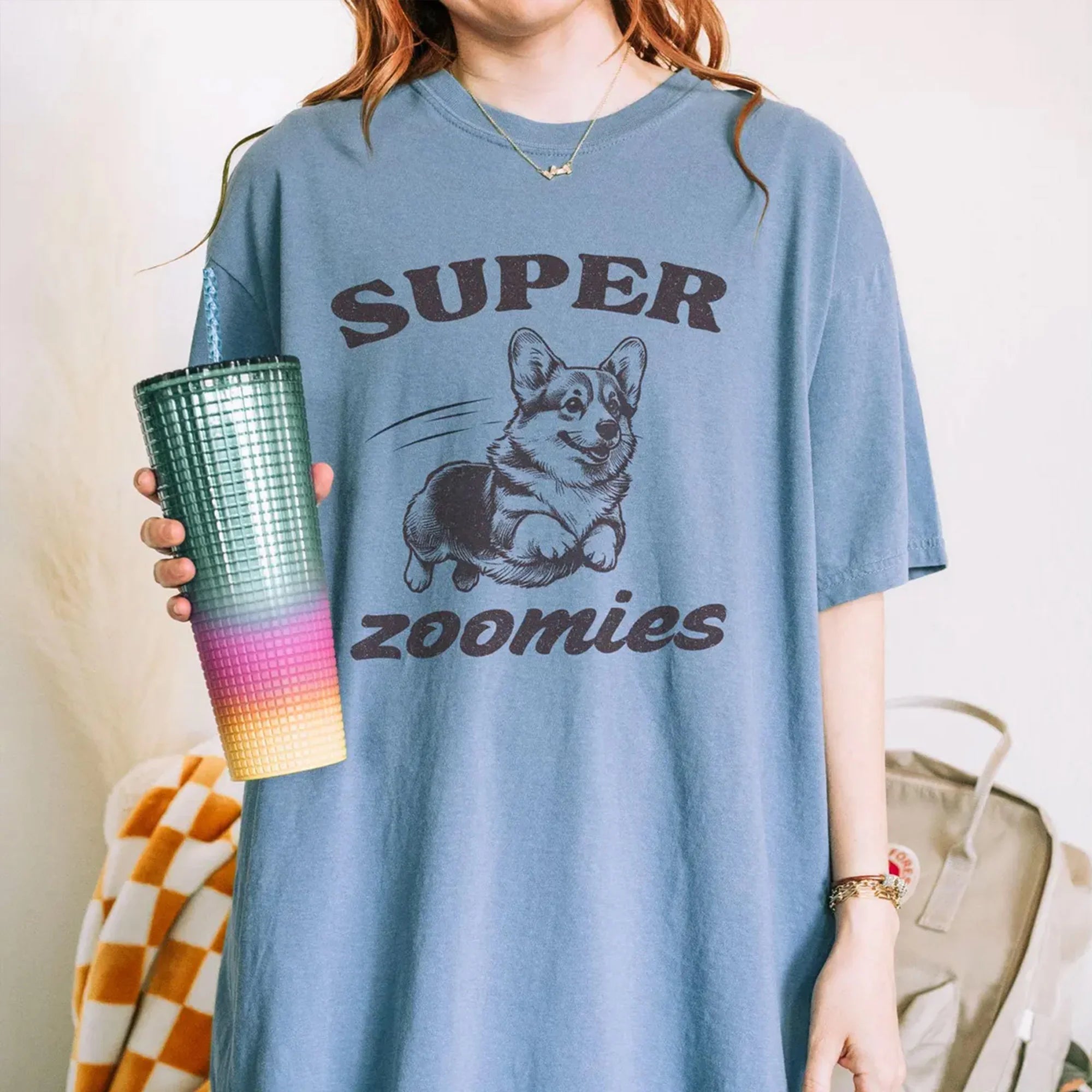 Funny Corgi Comfort Colors T-Shirt, Dog Lover Gift for Pet Owner, Tri Color Corgi Mom Shirt, Vintage Retro Aesthetic Tee, Corgi Dad Gift