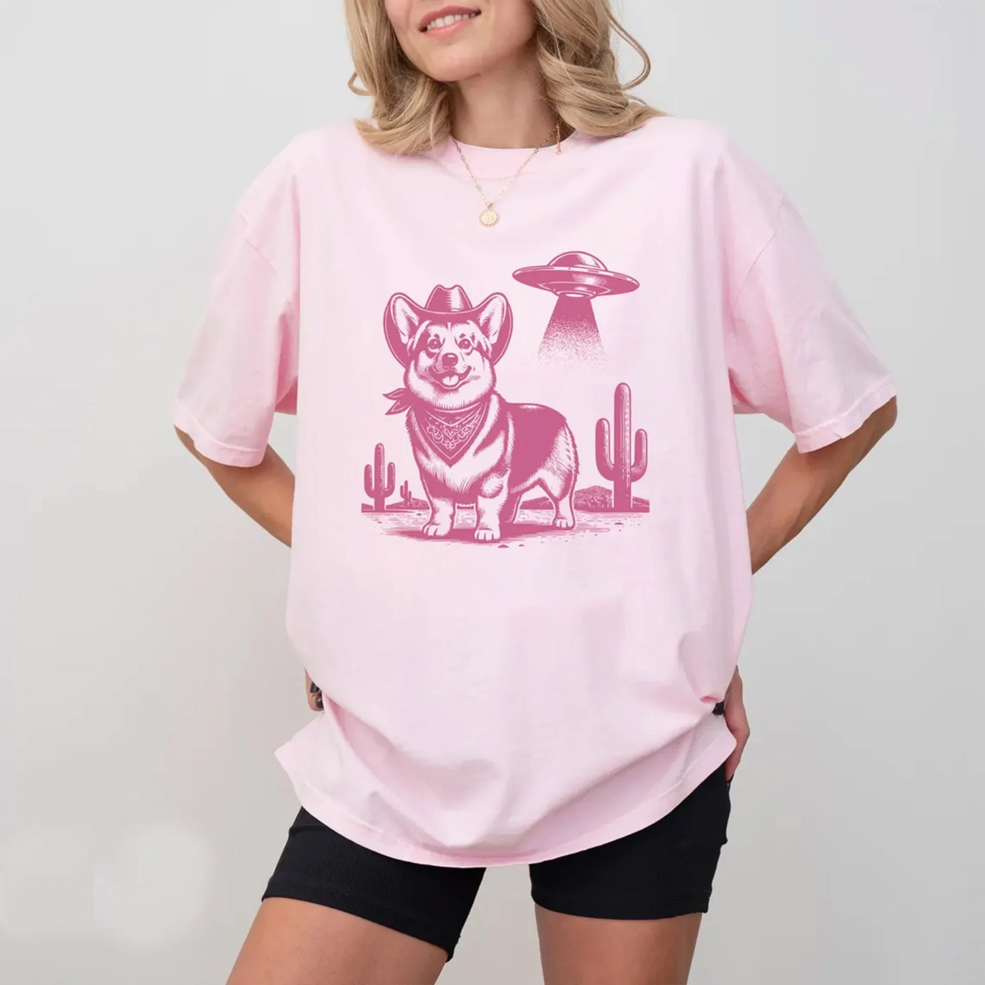 Corgi UFO Western Comfort Colors T-Shirt, Corgi Shirt, Corgi, Corgi gift, Corgi lover, Corgi mom, Dof UFO shirt, Corgi cowboy