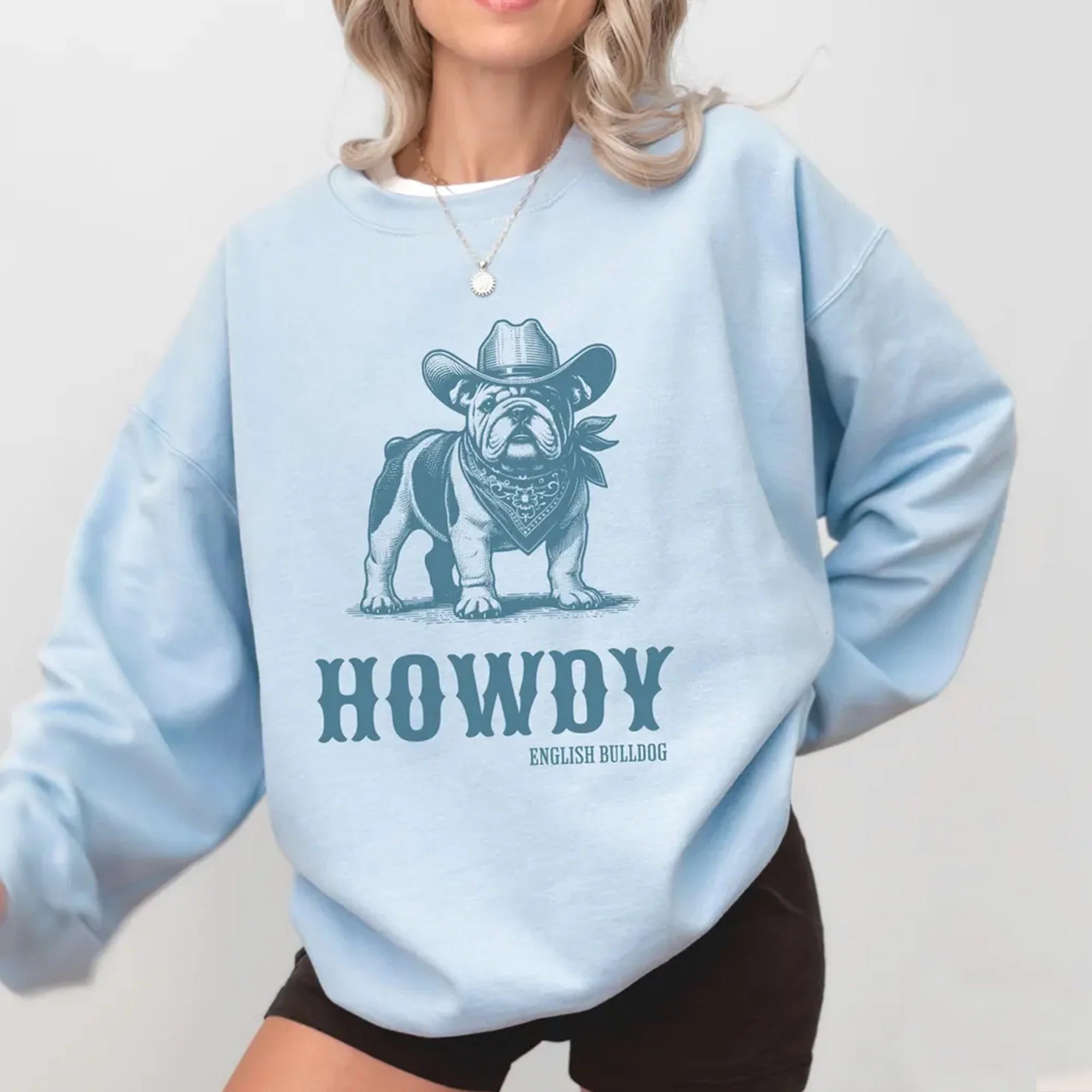 Howdy English Bulldog Sweatshirt, English Bulldog Shirt, English Bulldog gifts, English Bulldog, English Bulldog mom, Bulldog Cowboy