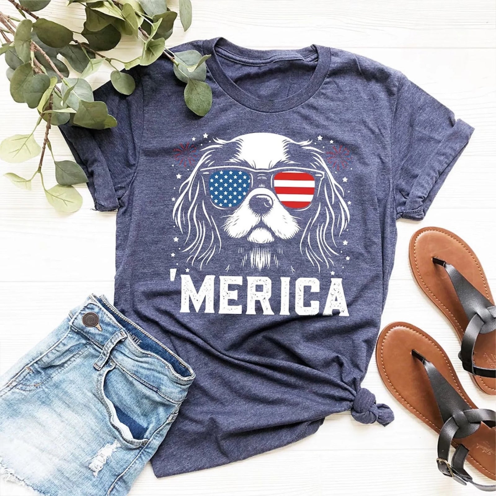 Cavalier King Charles 'Merica T-Shirt | 4th of July Cavalier Tee | Patriotic Cavalier Shirt | USA Dog Lover Gift | Cavalier Mom Gift
