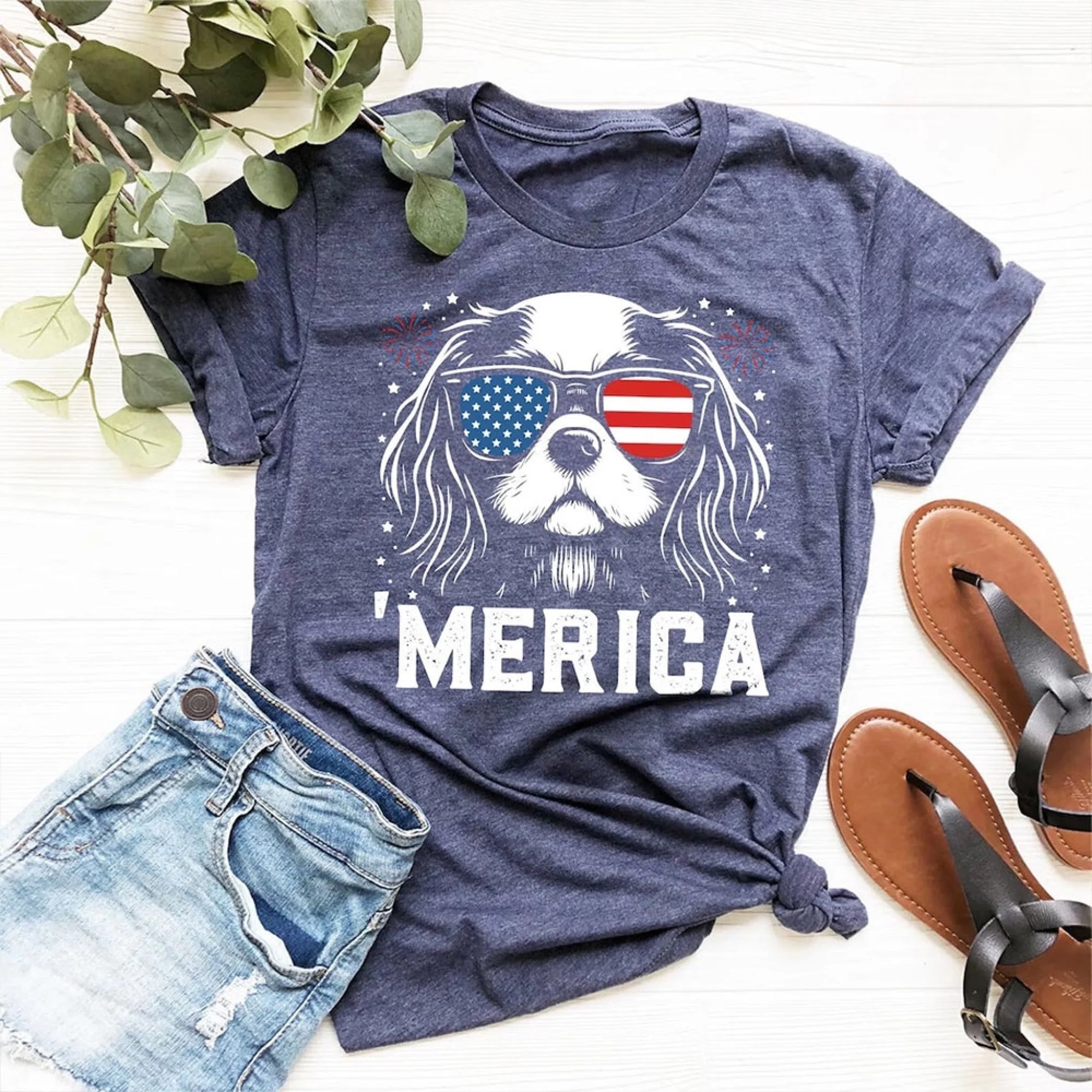 Cavalier King Charles 'Merica T-Shirt | 4th of July Cavalier Tee | Patriotic Cavalier Shirt | USA Dog Lover Gift | Cavalier Mom Gift