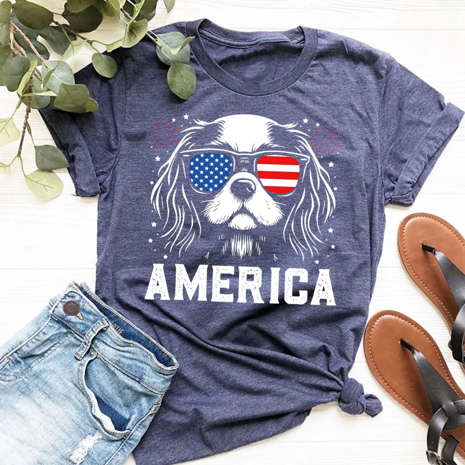 Cavalier King Charles America T-Shirt | 4th of July Cavalier Tee | Patriotic Cavalier Shirt | USA Dog Lover Gift | Cavalier Mom Gift