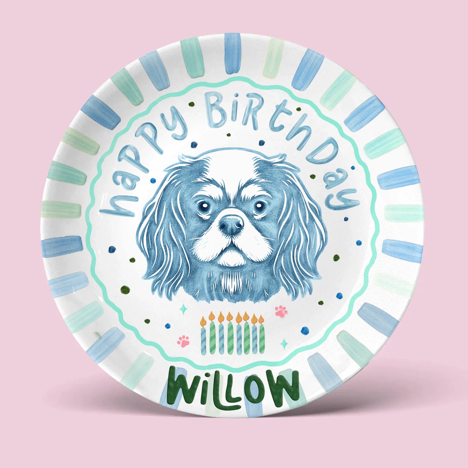 Personalized Cavalier Dog Birthday Plate | Food Safe Kiln-Fired Ceramic Keepsake | Happy Birthday Celebration Plate | Custom Birthday Gift