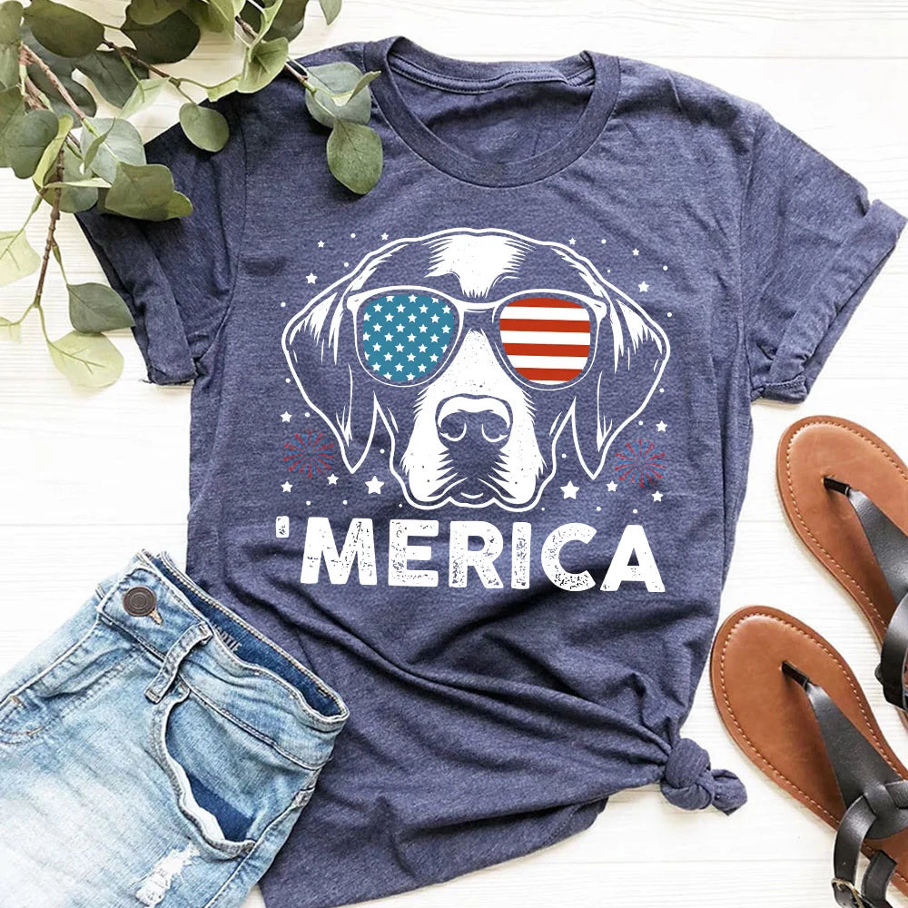 German Shorthaired Pointer 'Merica T-Shirt | 4th of July gsp Tee | Patriotic gsp Shirt | USA Dog Lover Gift | GSP Mom Gift