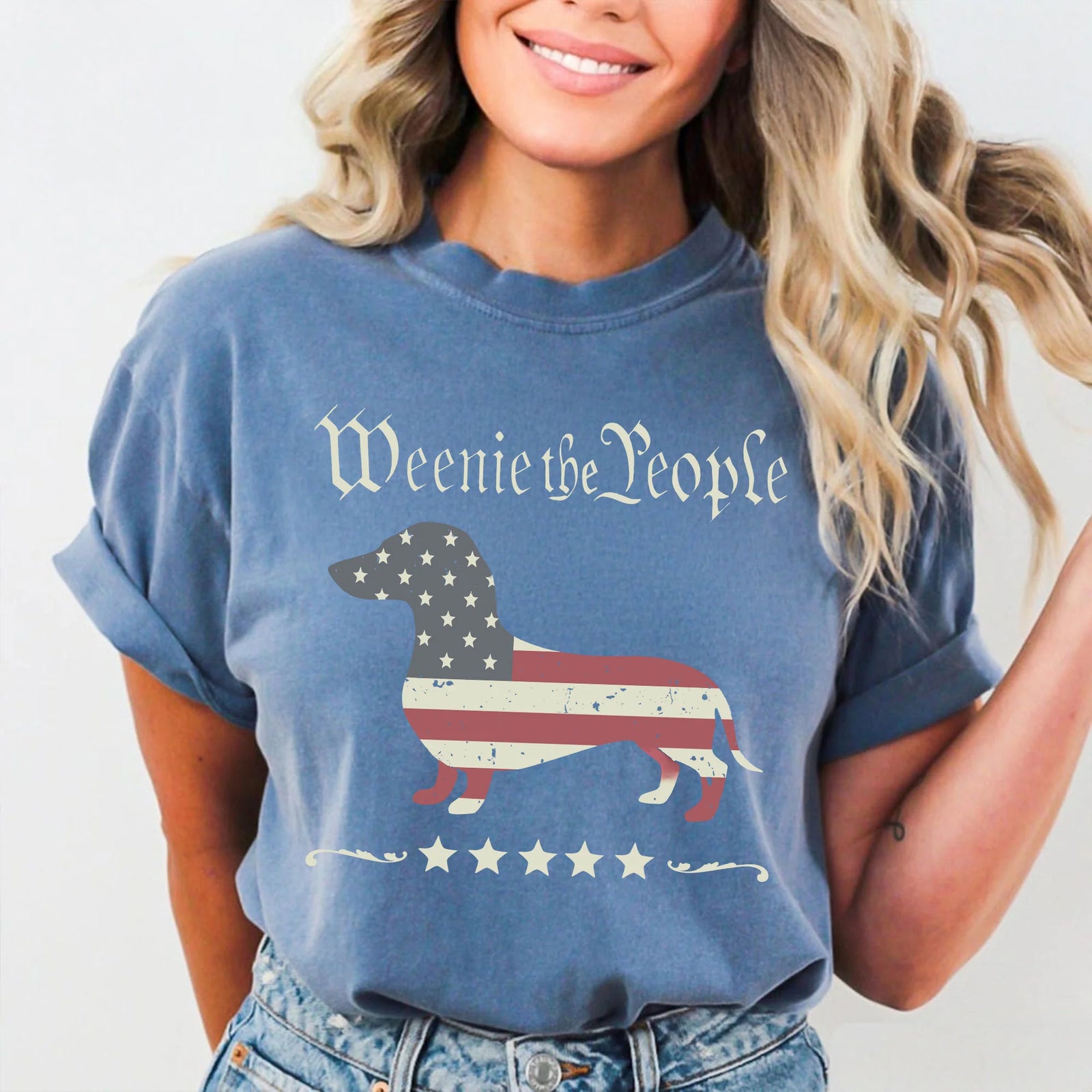 Weenie the People Shirt | Patriotic Dachshund T-Shirt | 4th of July Dog Lover Gift | Funny USA Wiener Dog Tee