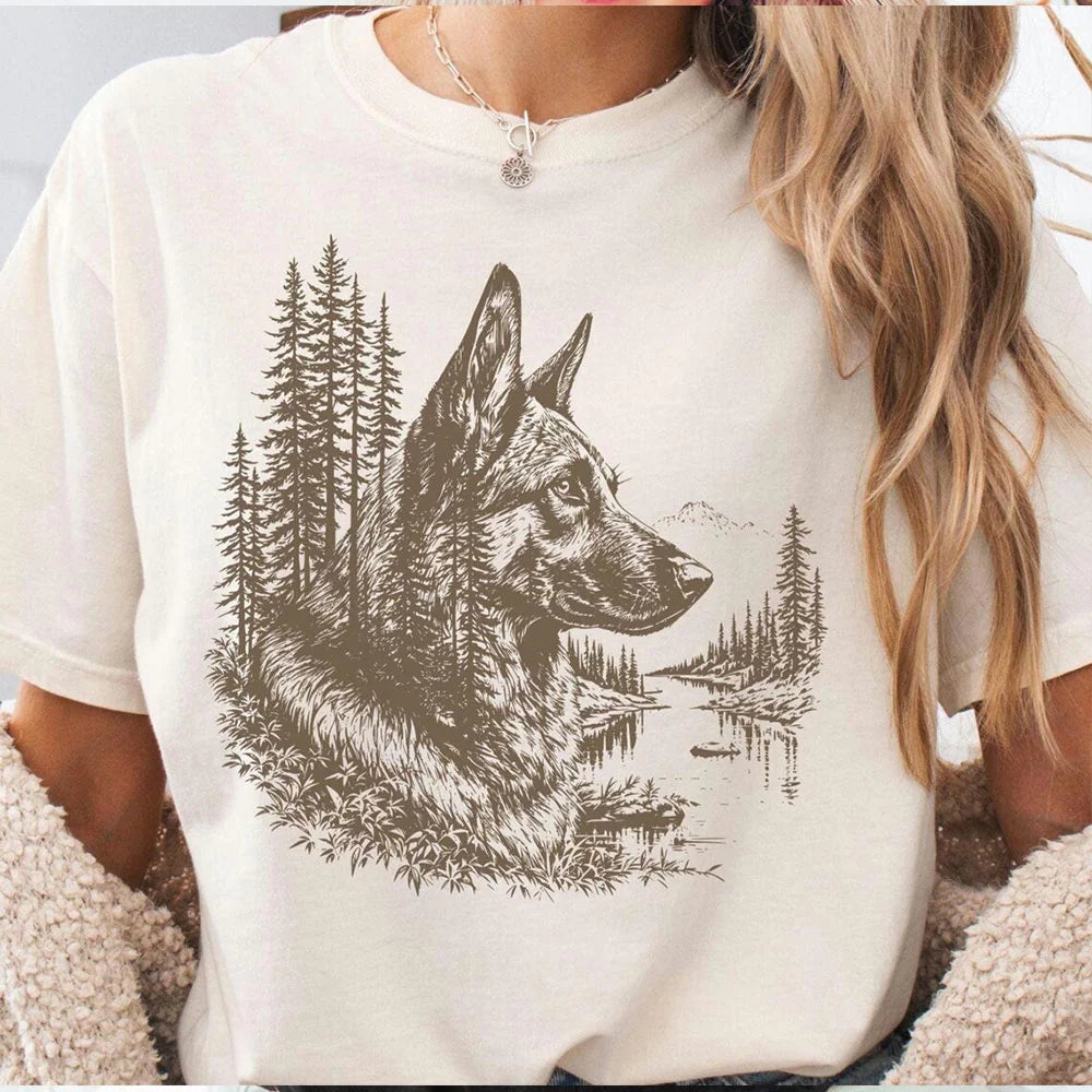 German Shepherd T-Shirt – Dog Lover Gift, Gift for dog mom, Hiking gifts, Camping Dog shirt, Dog Mom Dad gift, Mens German Shepherd t-shirt