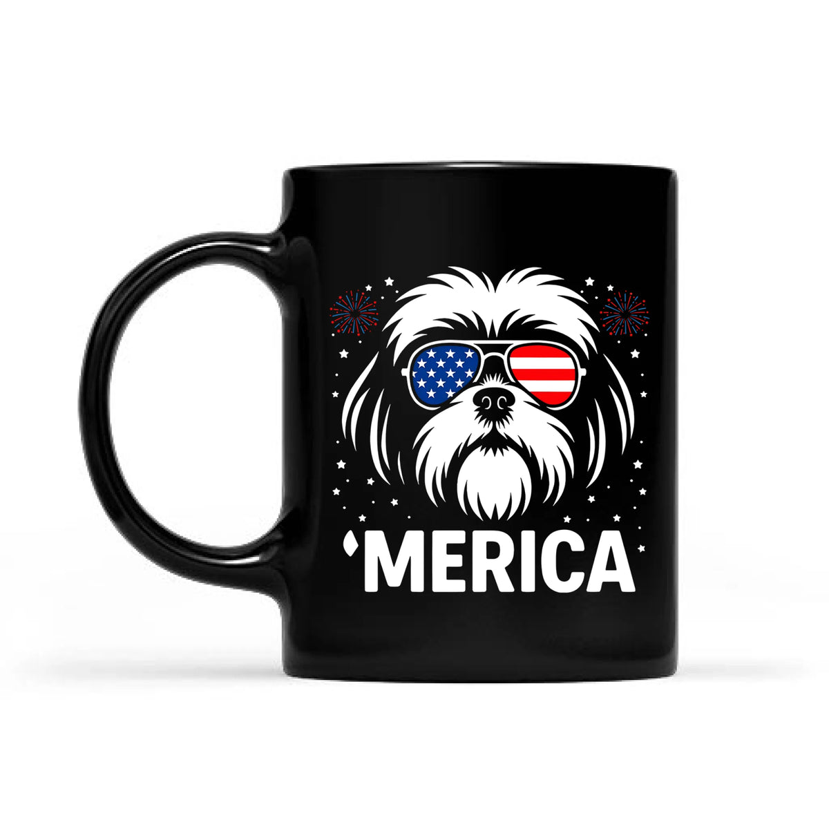 Shih Tzu 'Merica Mug | 4th of July Dog Lover Gift | Patriotic Shih Tzu Coffee Cup | USA Shih Tzu Mom & Dad Mug | Cute Shih Tzu Tea Cup