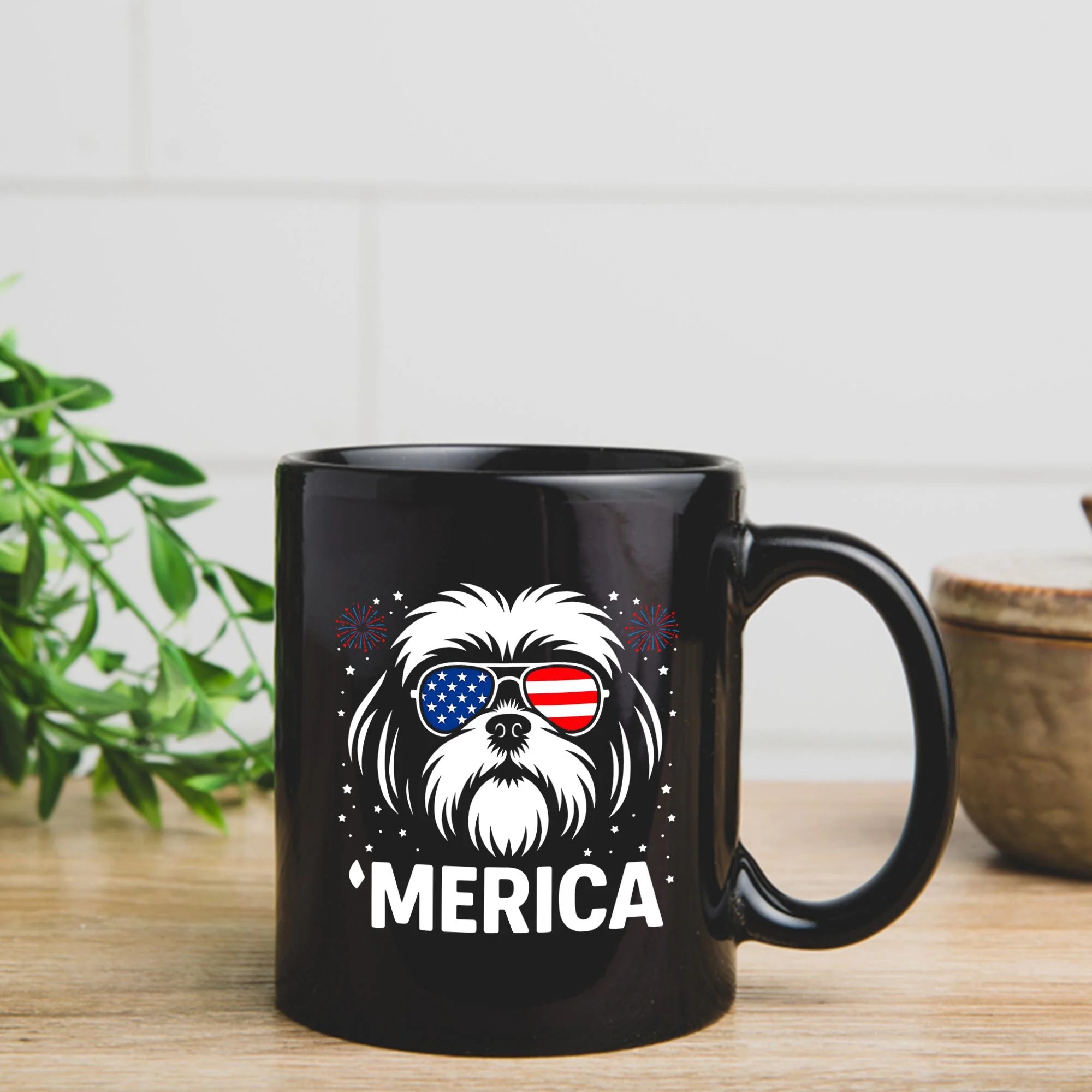 Shih Tzu 'Merica Mug | 4th of July Dog Lover Gift | Patriotic Shih Tzu Coffee Cup | USA Shih Tzu Mom & Dad Mug | Cute Shih Tzu Tea Cup