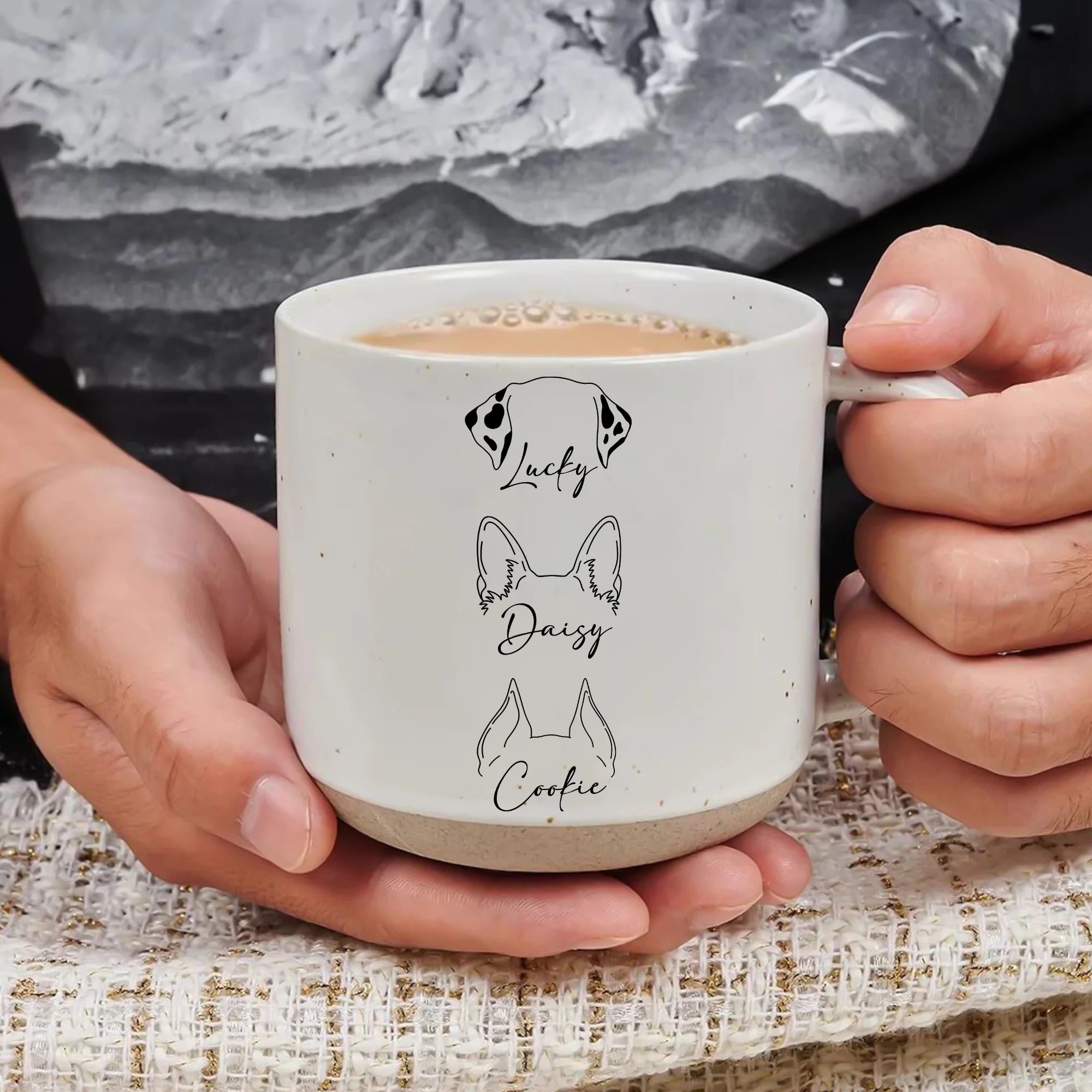 Personalized Dog Mom Mug, Custom Dog Ear 12oz Pottery Mug With Name, Dog Mom Gift For Her, Dog Dad Gift, Dog Ear Coffee Cup, Handmade Dog Mug