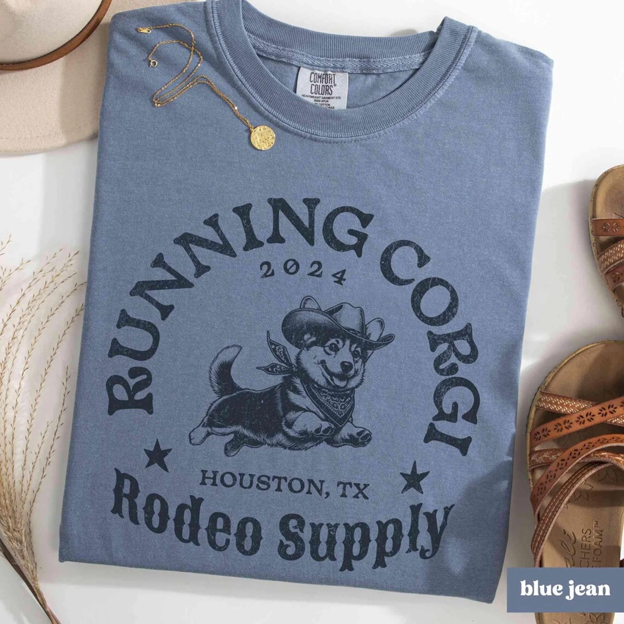 Custom Cowboy Corgi Shirt, Western Corgi T-Shirt, Tricolor Corgi Gifts, Rodeo Dog, Corgi Mom Gift, Personalized Corgi