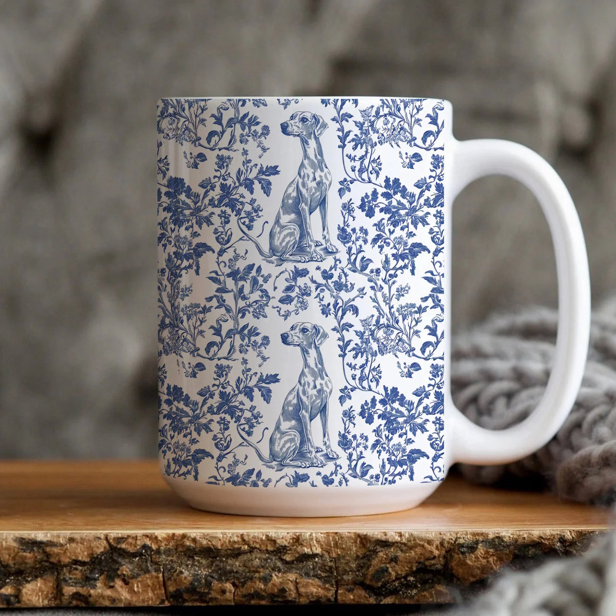 Whippet French Blue toile De Jouy Mug, Whippet, Whippet Dog mom,Whippet gift, Whippet Mug, Dog toile Mug