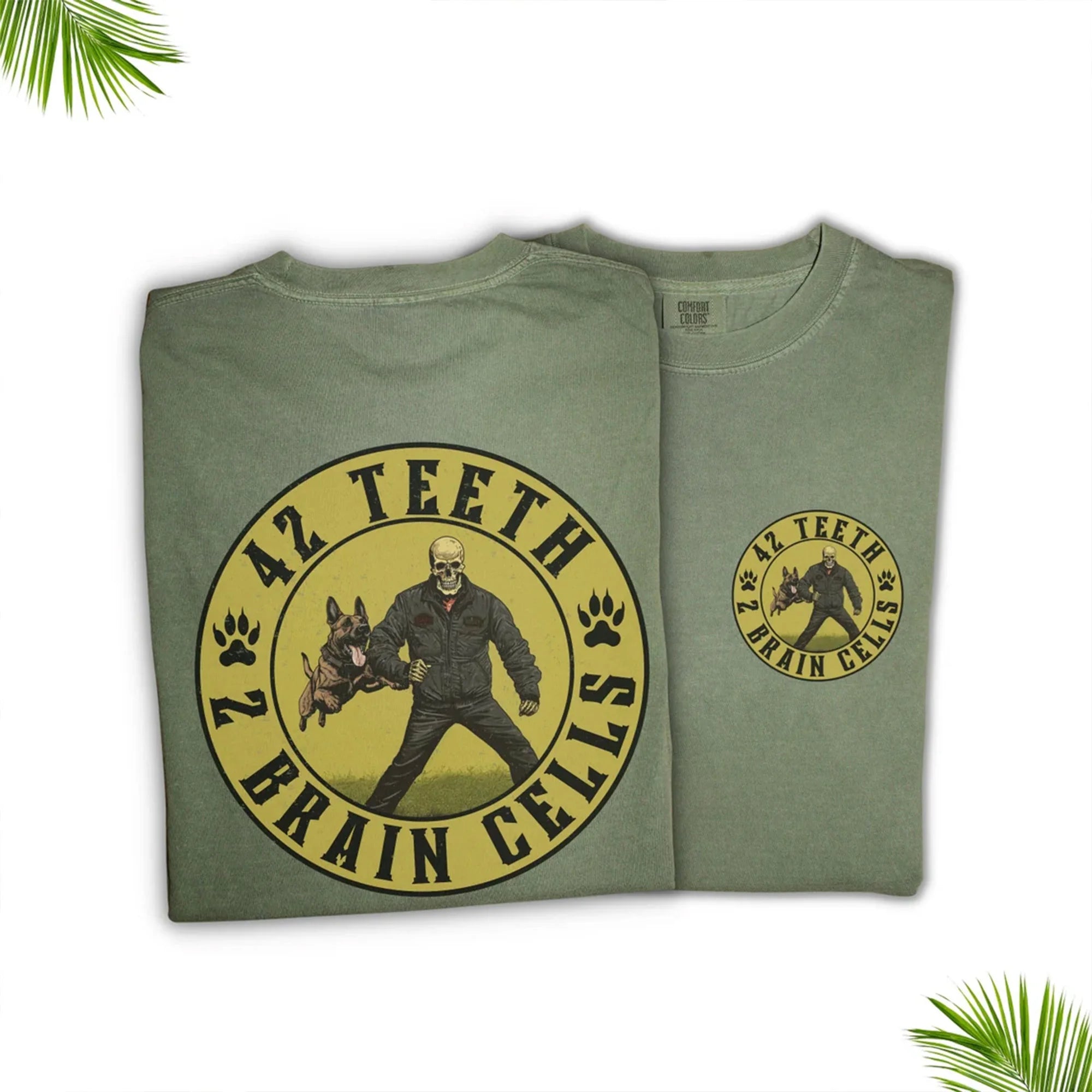 42 Teeth 2 Brain Cells Unisex T-Shirt : For K-9 Handlers & Bite Work Dog Trainers in Law Enforcement with Malinois and Shepherd Fur Missiles