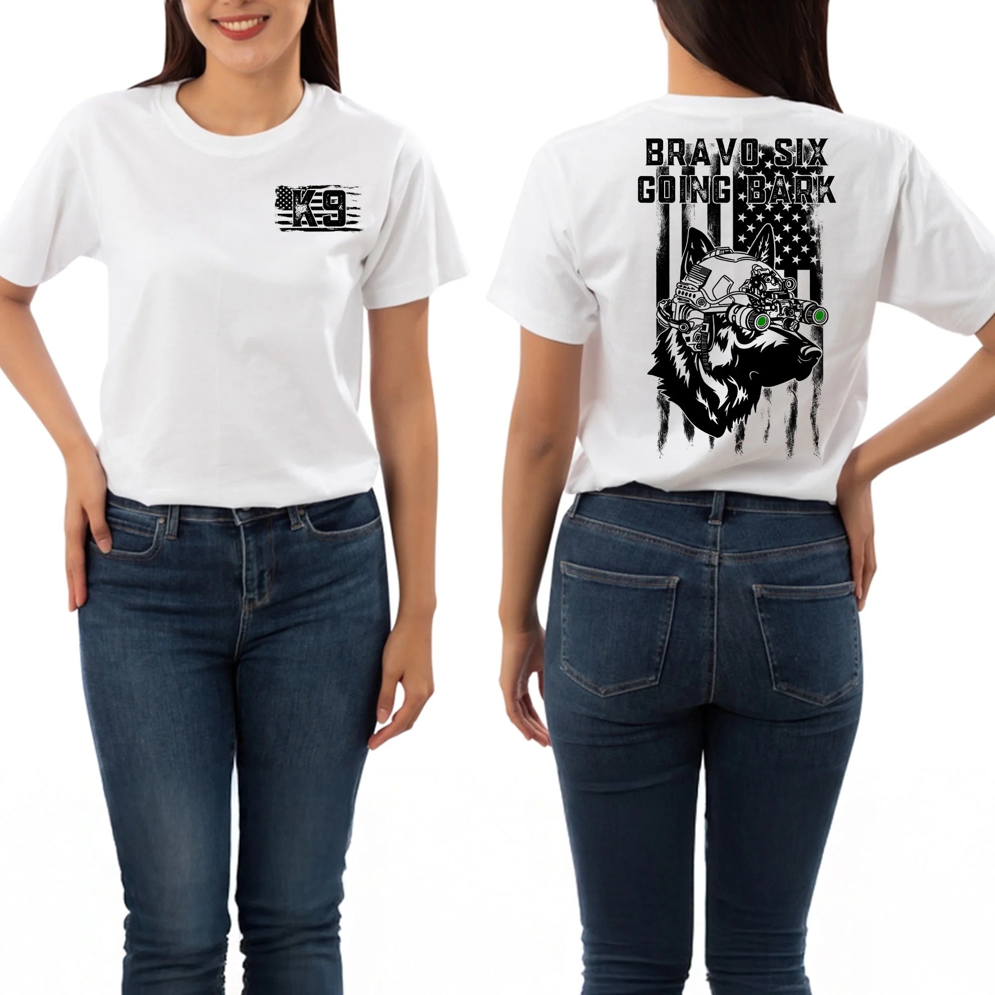 Bravo Six Going BARK T-shirt - Black Graphic, Special Forces Tee, K9 Handler Shirt, LEO Tee, K9 Police Officer Tee, GSD Tshirt, Military Tee