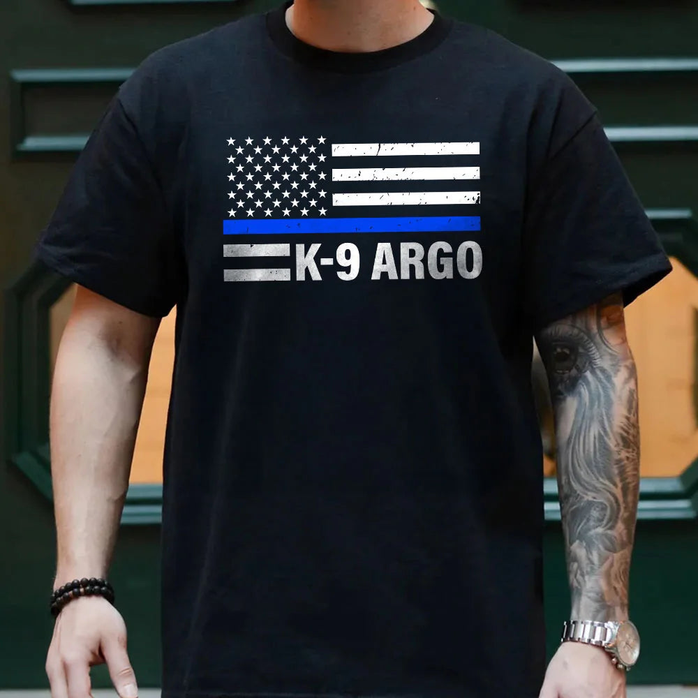 Custom Police K9 T-Shirt | K9 Officer Gift | Thin Blue Line Flag Shirt | Police K9 Unit | Personalized Gift | Canine Unit
