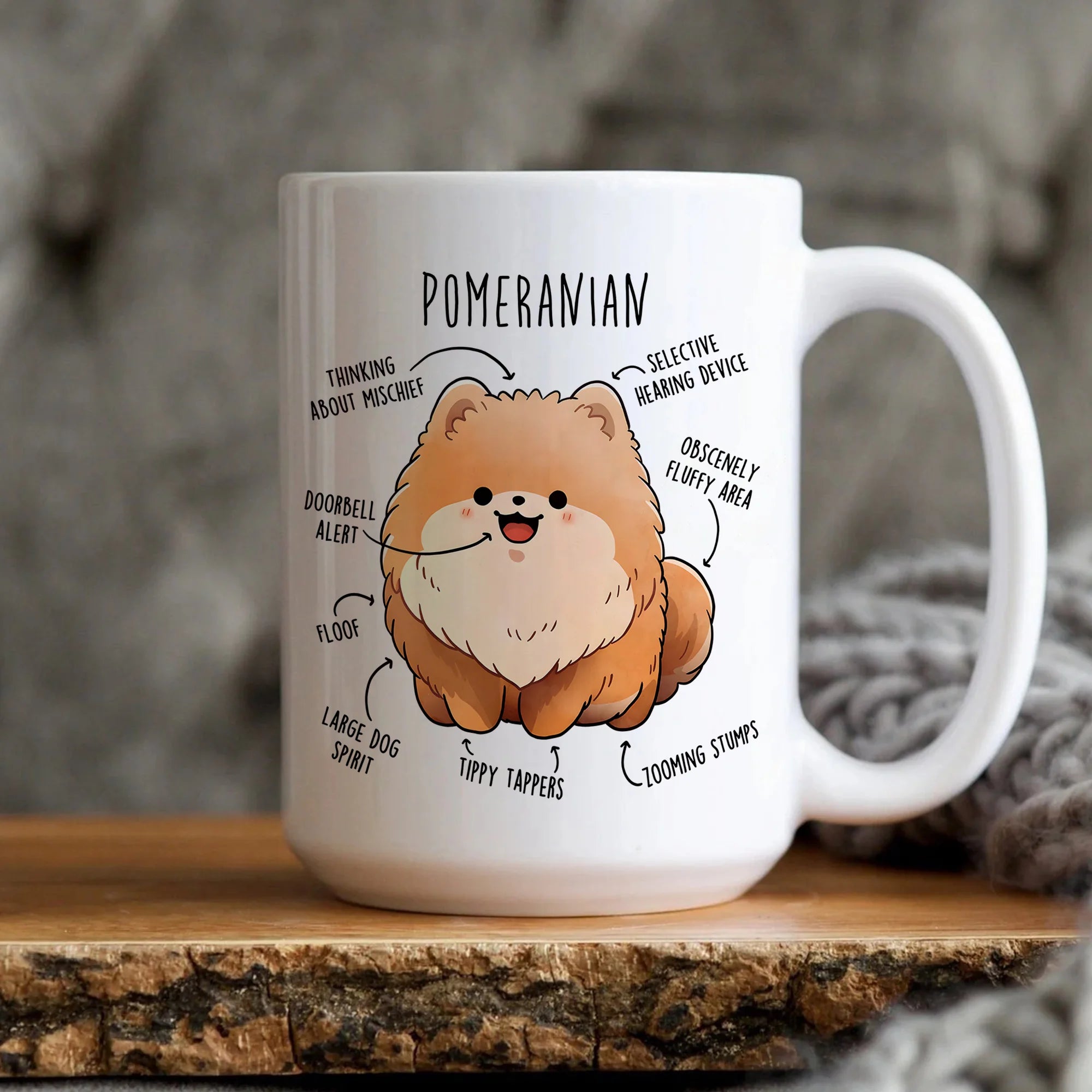 Orange Pomeranian Coffee Mug, Cute Pom Gift, Dog Lover, Funny Gift for Her, Him, Pet Mug, Pomeranian Mom, Pomeranian Dad, Dog Anatomy