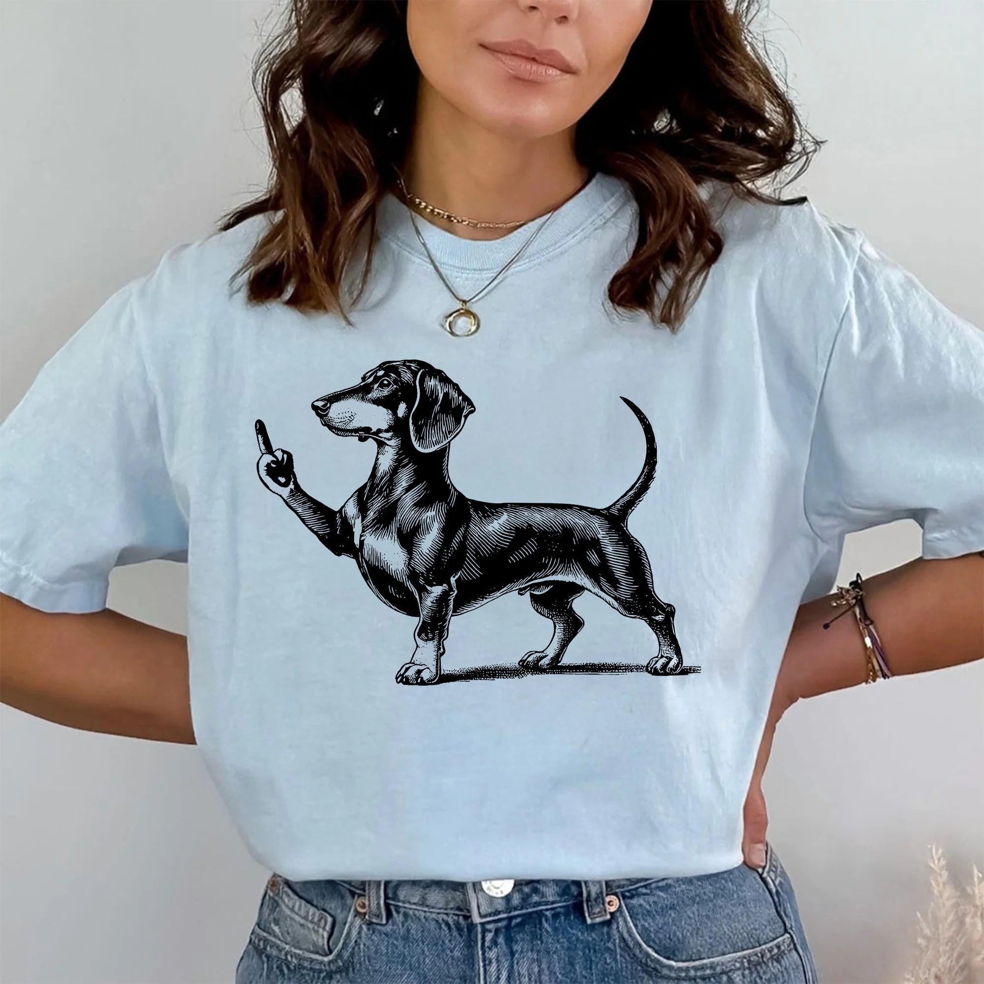 Rude Dachshund Middle Finger T-shirt