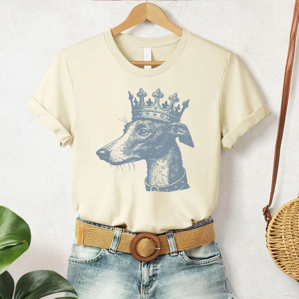 Greyhound, Whippet Shirt, Vintage Crown Shirt, Retro T-Shirt, King Dog TShirt, Castlecore, Dog Mom, Dog Dad, Royal Shirt, Italian Greyhound