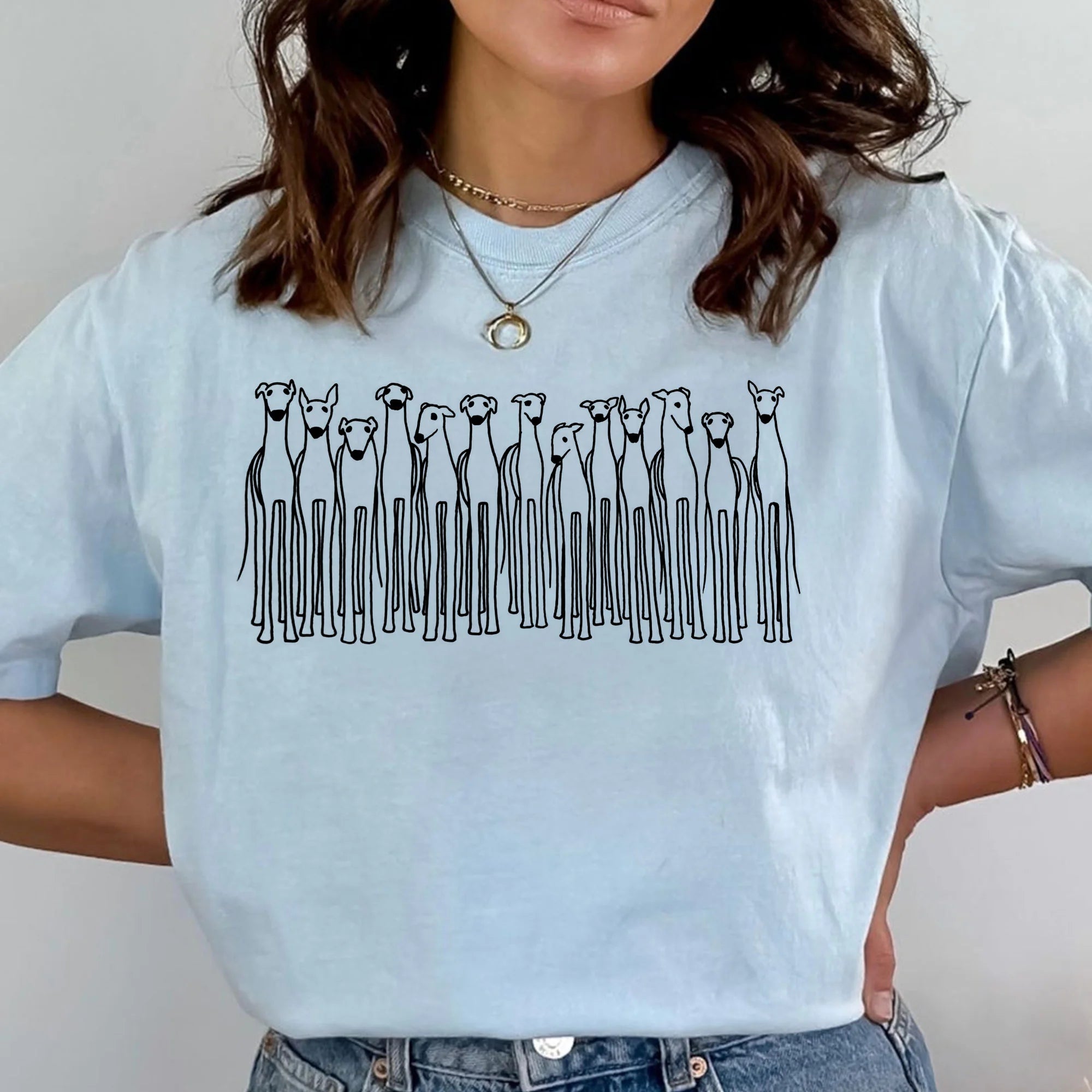 Greyhounds T-Shirt | Cute Shirt for Greyhound Lover | Whippets | Sighthounds in a Row Tee | Gift for Greyhound Lover