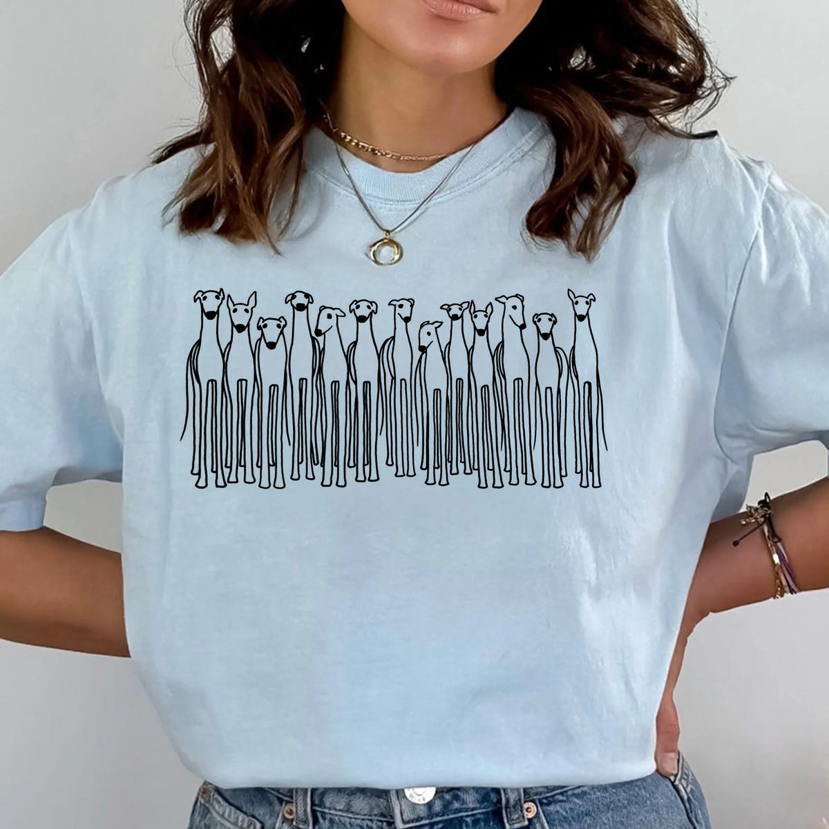 Greyhounds T-Shirt | Cute Shirt for Greyhound Lover | Whippets | Sighthounds in a Row Tee | Gift for Greyhound Lover