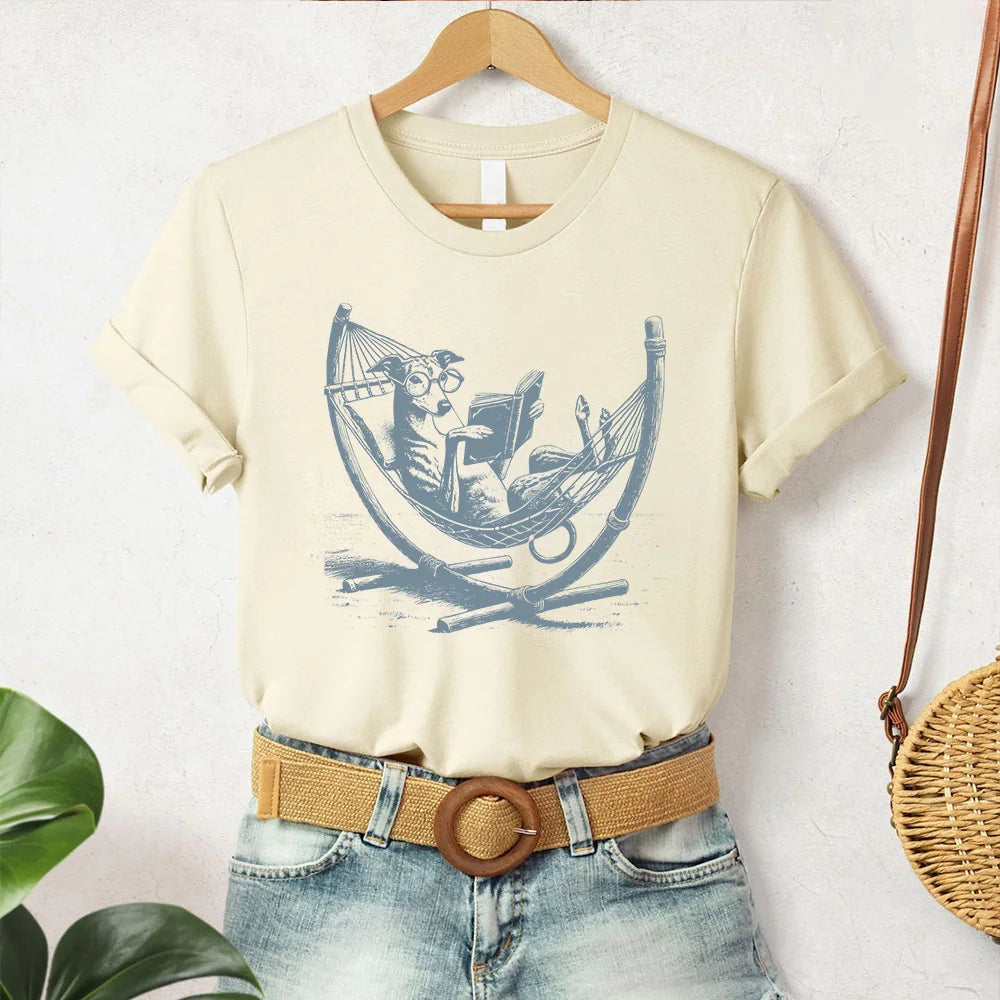 Greyhound, Whippet, Iggy Vintage Dog T-Shirt, Funny Dog Shirt, Dog Mom Shirt, Reading Dog TShirt, Summer Hammock, Iggy Mom, Iggy Dad