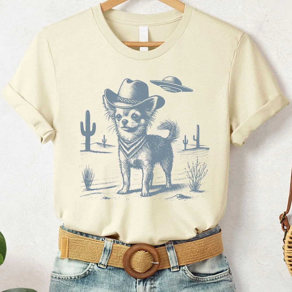 Chihuahua, Funny Dog Shirt, Vintage Dog Shirt, UFO Western Shirt, Retro T-Shirt, Cowboy TShirt, Dog Mom Shirt, Chihuahua Mom, Chihuahua Dad
