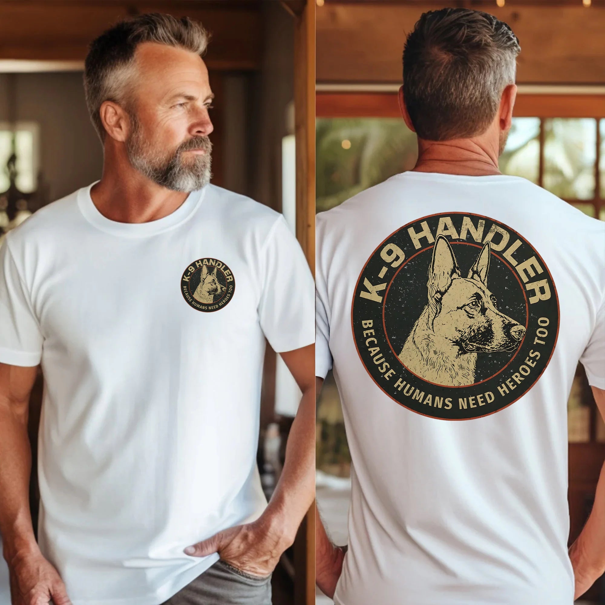 Belgian Malinois K-9 Handler : Because Humans Need Heroes Too Unisex T-Shirt - Detection Mal Dog Handlers in Scent Training & AKC Nose Work