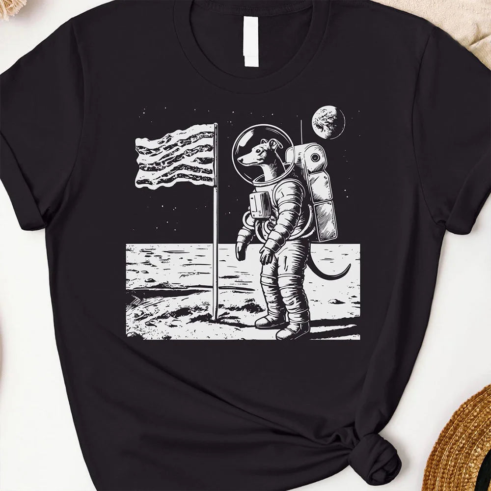 Greyhound Whippet Iggy T-Shirt, Greyhound Astronaut, Vintage Dog Shirt, Whippet Bacon Moon TShirt, Funny Dog Shirt, Greyhound Gifts, Iggy Mom
